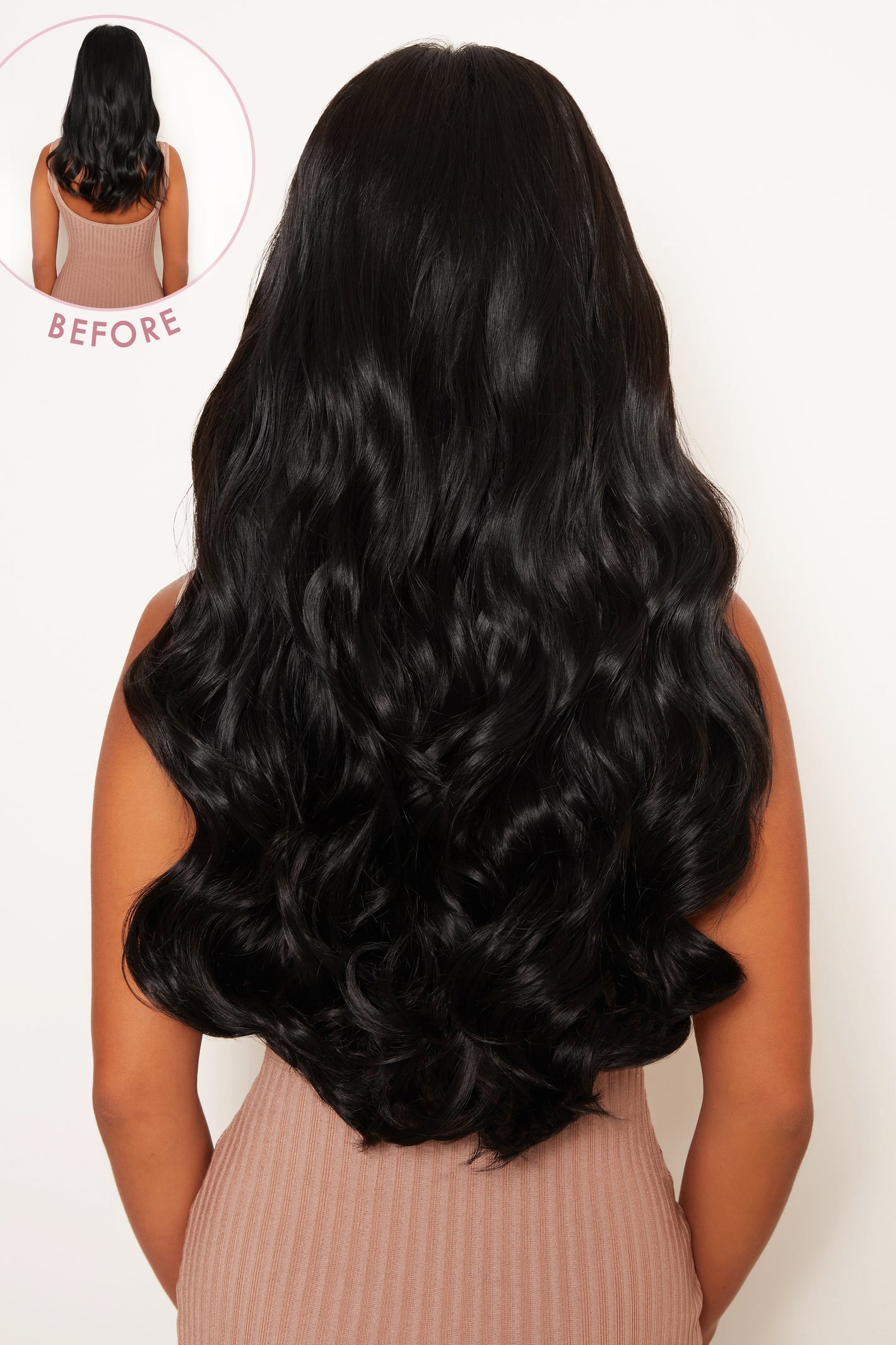 Extensions de cheveux à clip ondulés naturels super épais de 22 po en 5 pièces - NOIRS | NOIR NATUREL #3