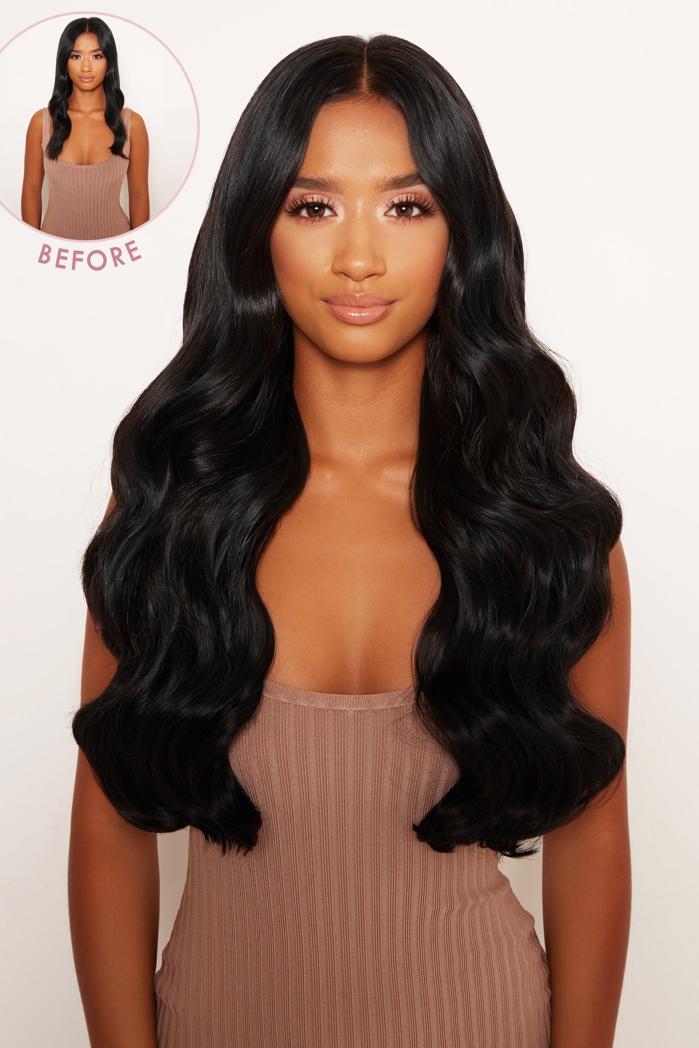 Extensions de cheveux à clip ondulés naturels super épais de 22 po en 5 pièces - NOIRS | NOIR NATUREL #2