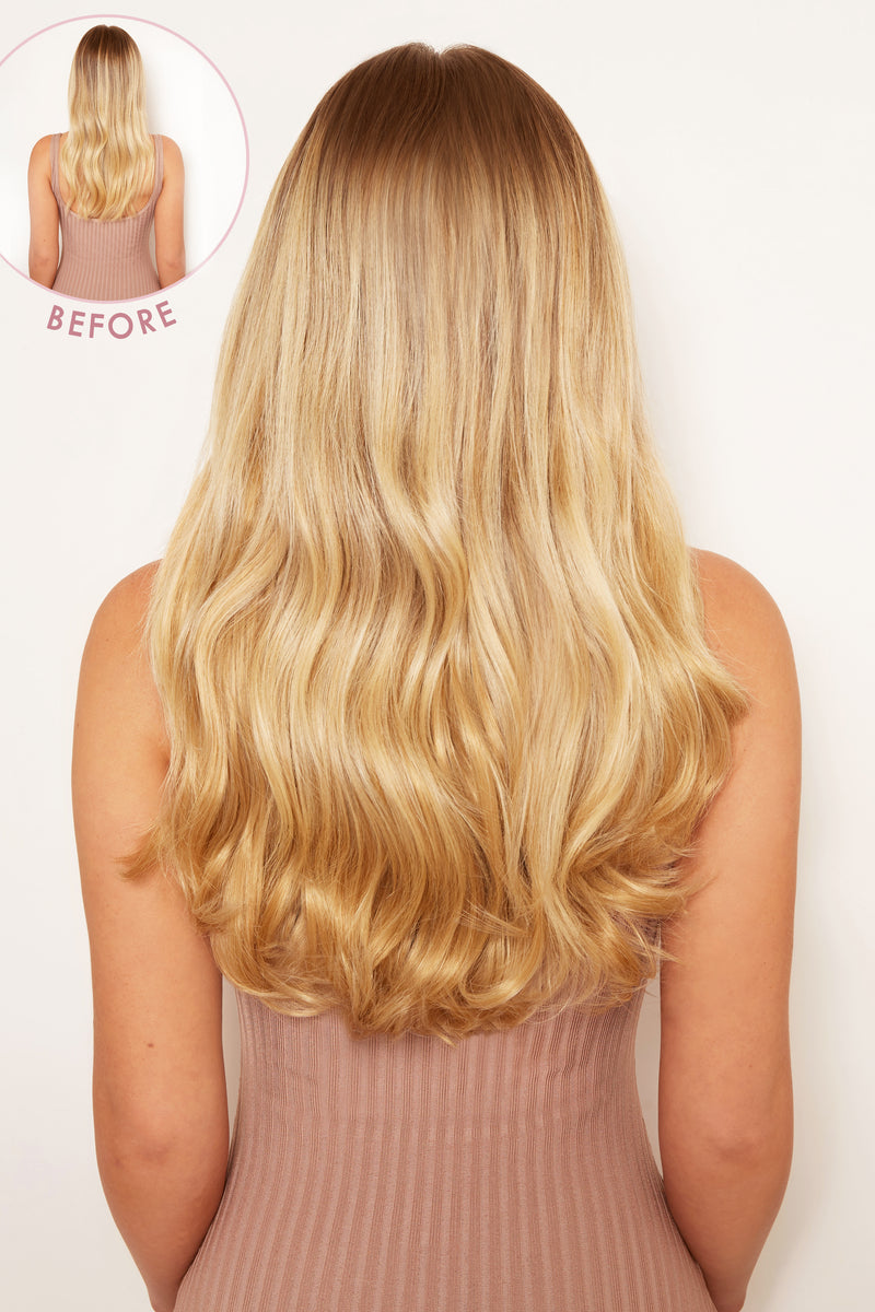 Superdicke 16" 5-teilige Föhn-Wellen-Clip-In-Haarverlängerungen - BLONDE | GOLDBLOND #2