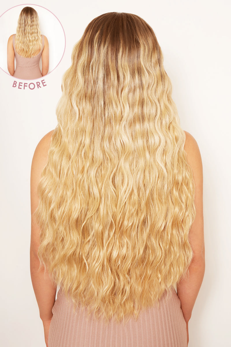 Superdicke 26" 5-teilige gewellte Clip-In-Haarverlängerungen in Taillenlänge - BLONDE | GOLDBLOND #6