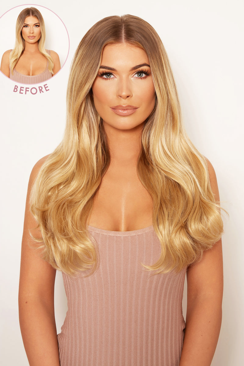 Superdicke 16" 5-teilige Föhn-Wellen-Clip-In-Haarverlängerungen - BLONDE | GOLDBLOND #1