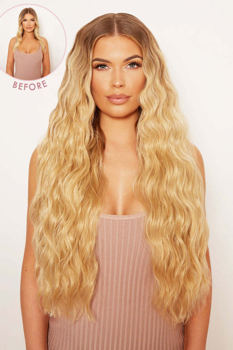 Superdicke 26" 5-teilige gewellte Clip-In-Haarverlängerungen in Taillenlänge - BLONDE | GOLDBLOND #5