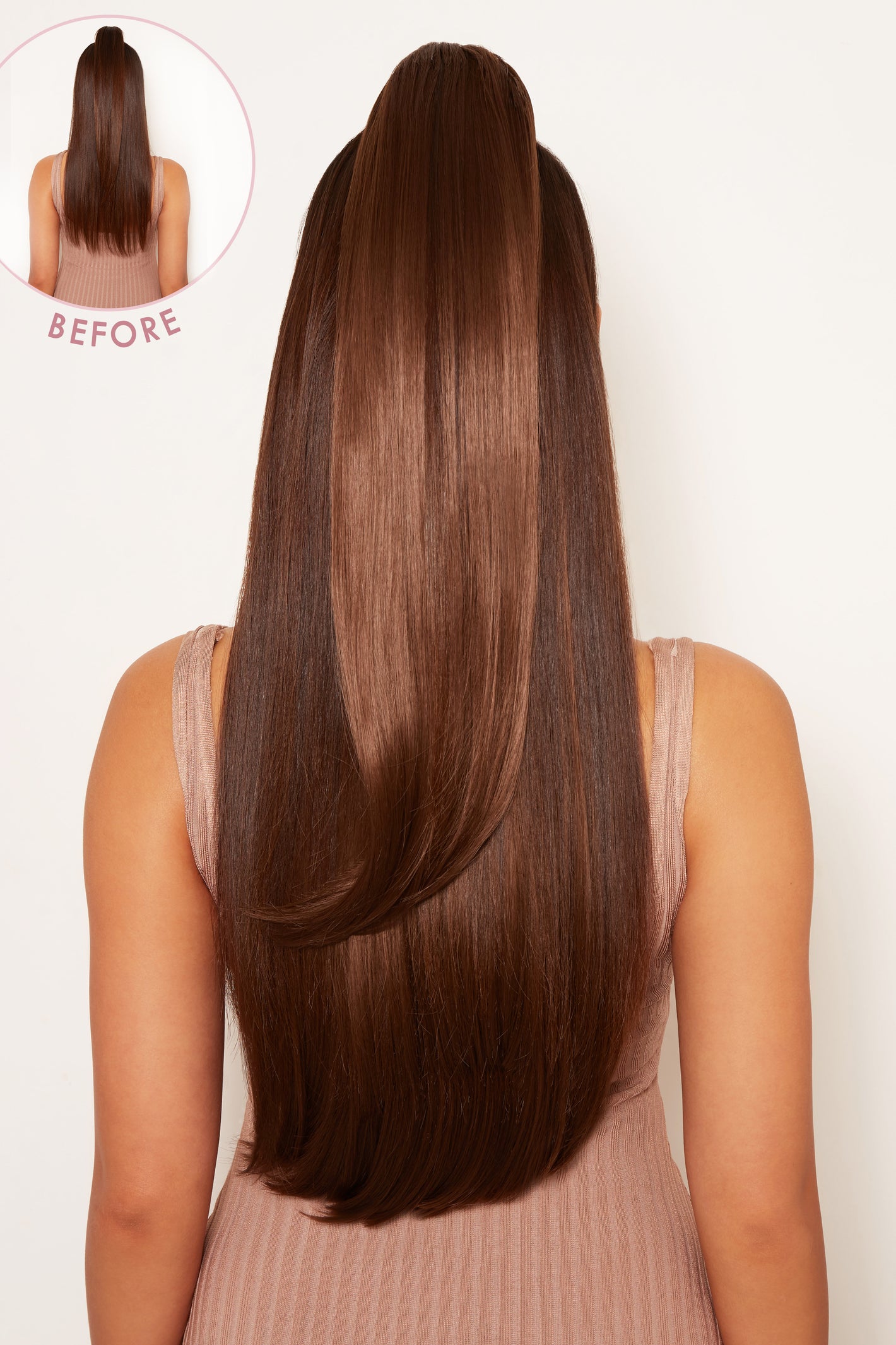 Ultimate Half Up Half Down 22'' Straight Extension and Pony Set [Clearance Lines] - BROWNS | CHESTNUT #8
