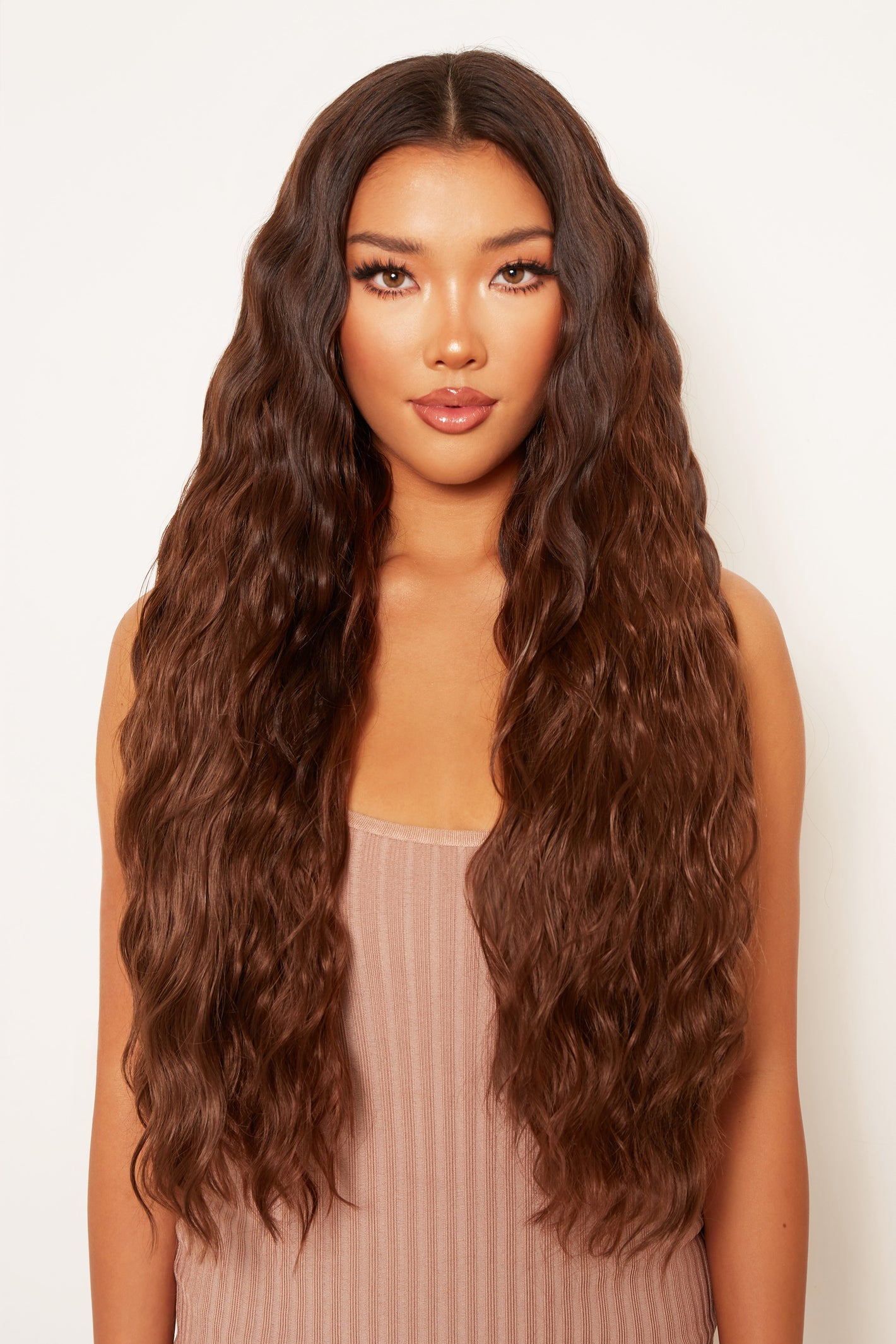Super Thick 26" 5 Piece Waist Length Wave Clip In Hair Extensions - BROWNS | CHESTNUT #6