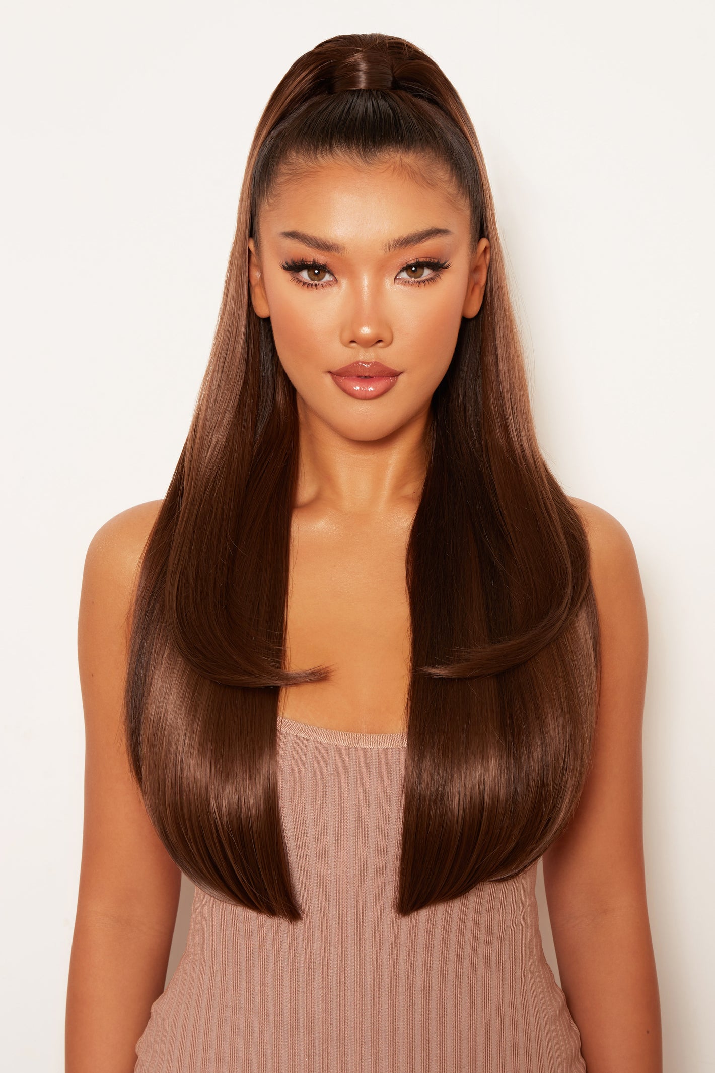 Ultimate Half Up Half Down 22'' Straight Extension and Pony Set [Clearance Lines] - BROWNS | CHESTNUT #9
