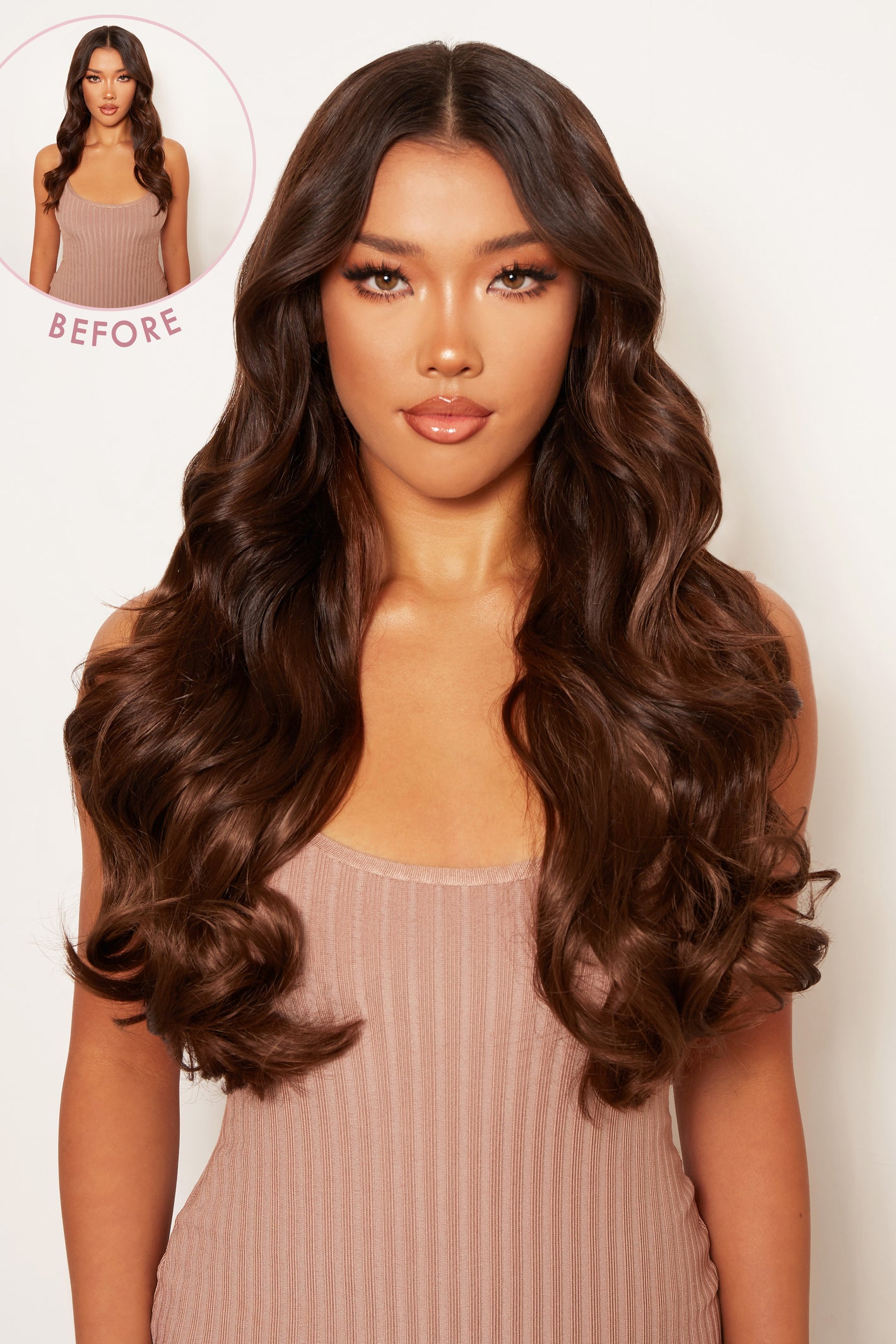Extensions de cheveux à clip ondulés naturels super épais de 22 po en 5 pièces - MARRONS | CHÂTAIGNE #6