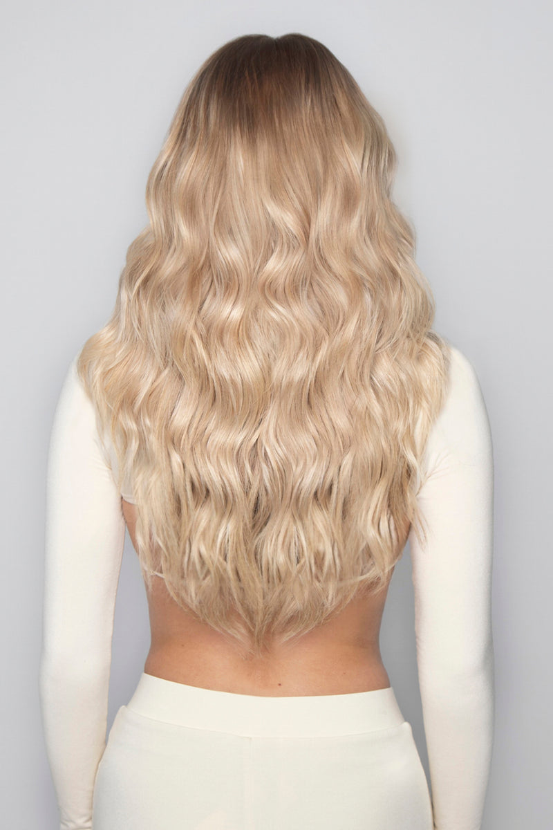 Superdicke 16'' 5-teilige gebürstete Wellen-Clip-In-Haarverlängerungen - BLONDE | CHAMPAGNERBLOND #2