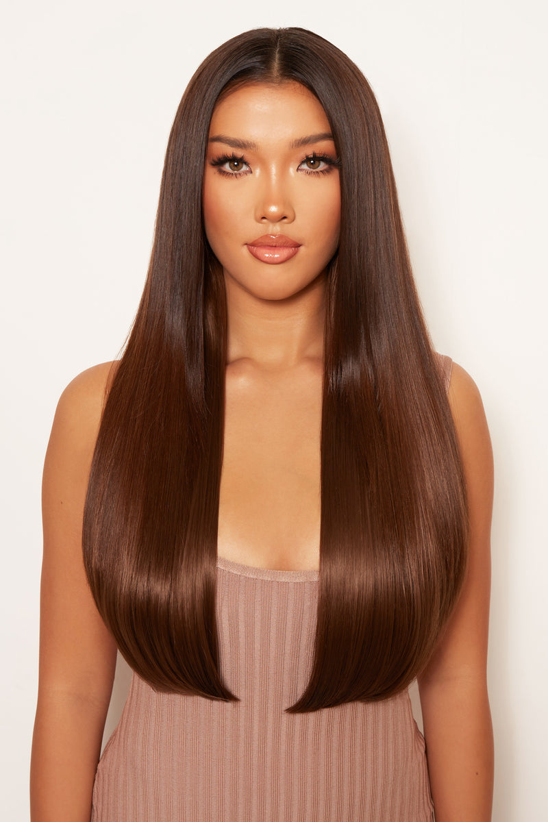 Super Thick 22" 5 Piece Straight Clip In Hair Extensions - BROWNS | CHESTNUT #6