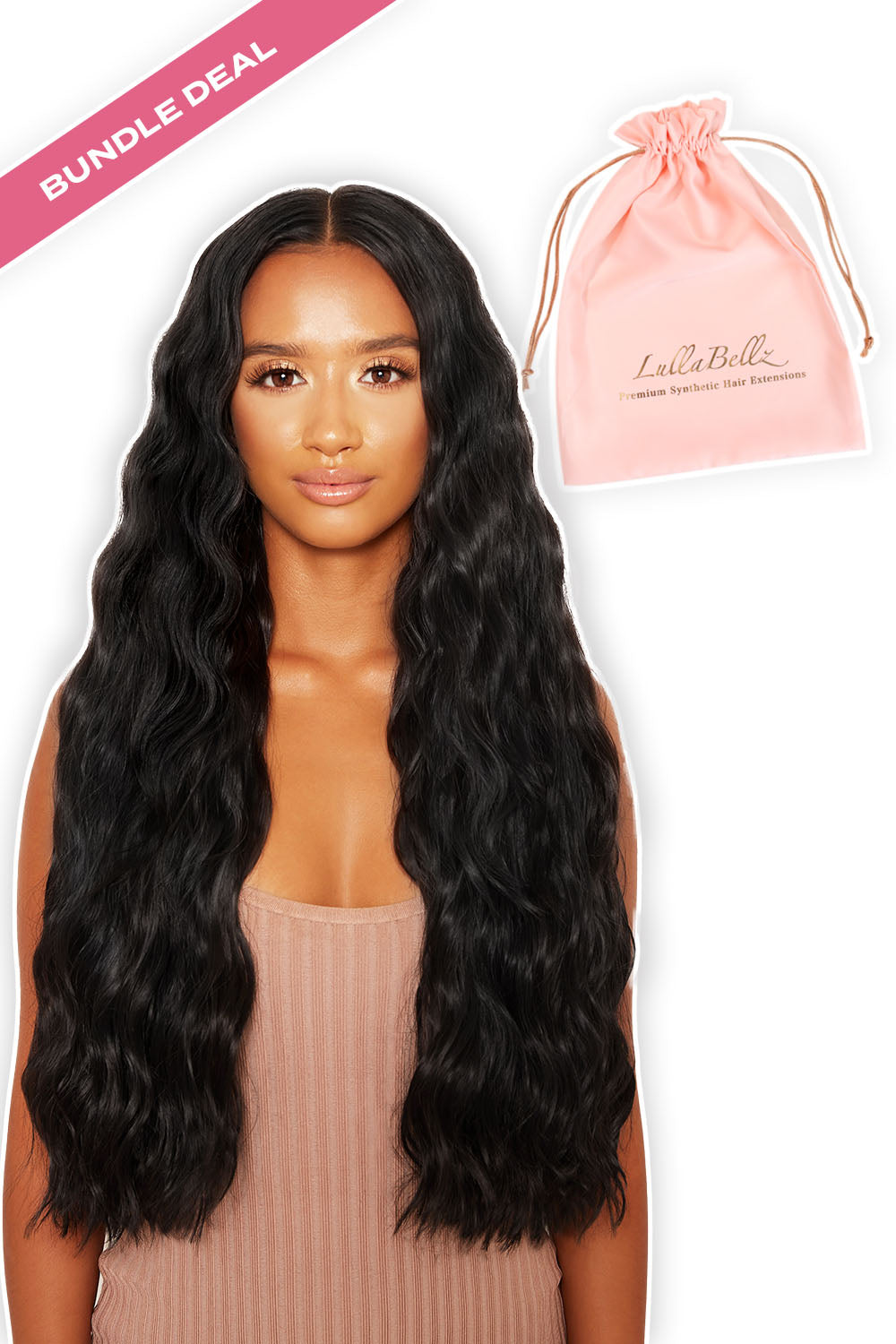 Super Thick 26" 5 Piece Waist Length Wave Clip in Hair Extensions + Hair Care Bundle