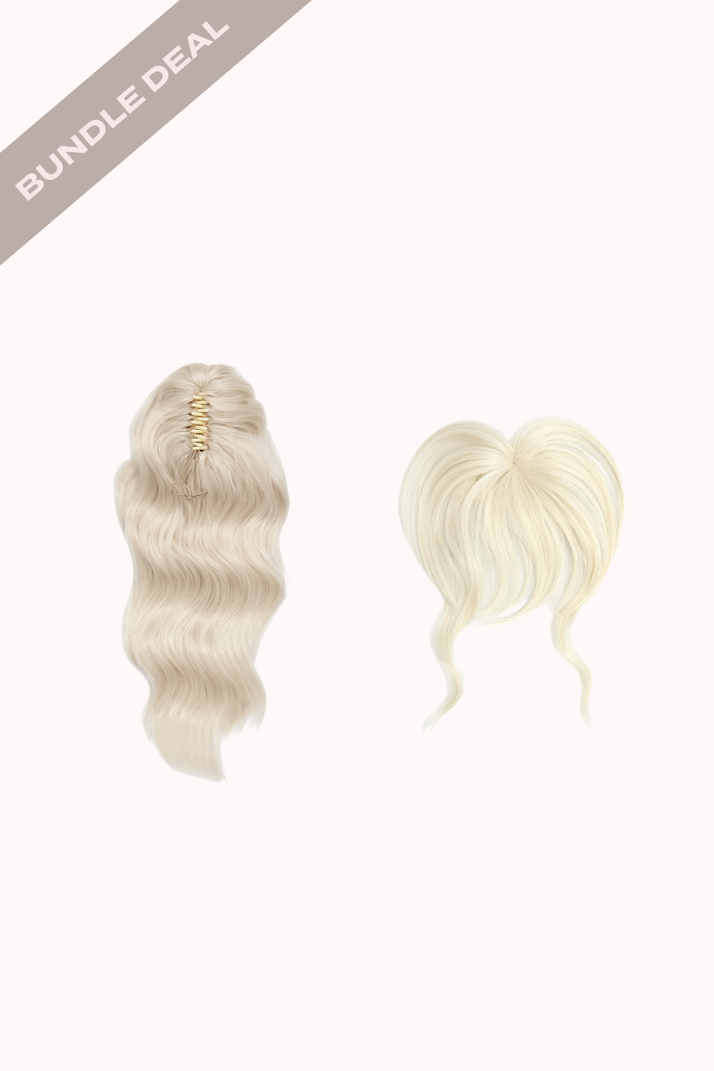 Brushed Out Wave 16" Claw Clip + Feathered Fringe Clip In Bangs Bundle - BLONDES | BLEACH BLONDE #1