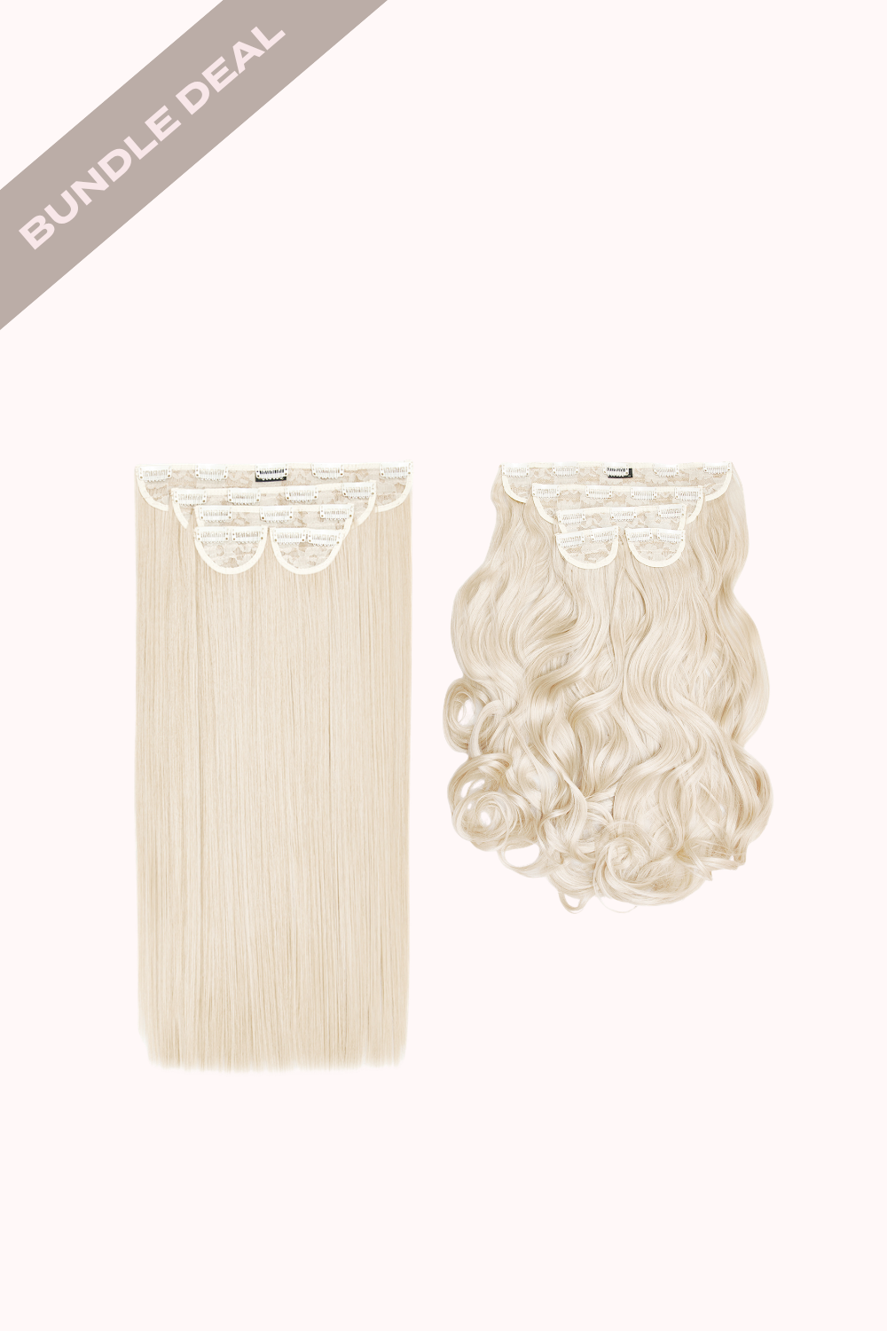 Super Thick 22" 5 Piece Straight & Super Thick 22" 5 Piece Curly Bundle - BLONDES | BLEACH BLONDE #1