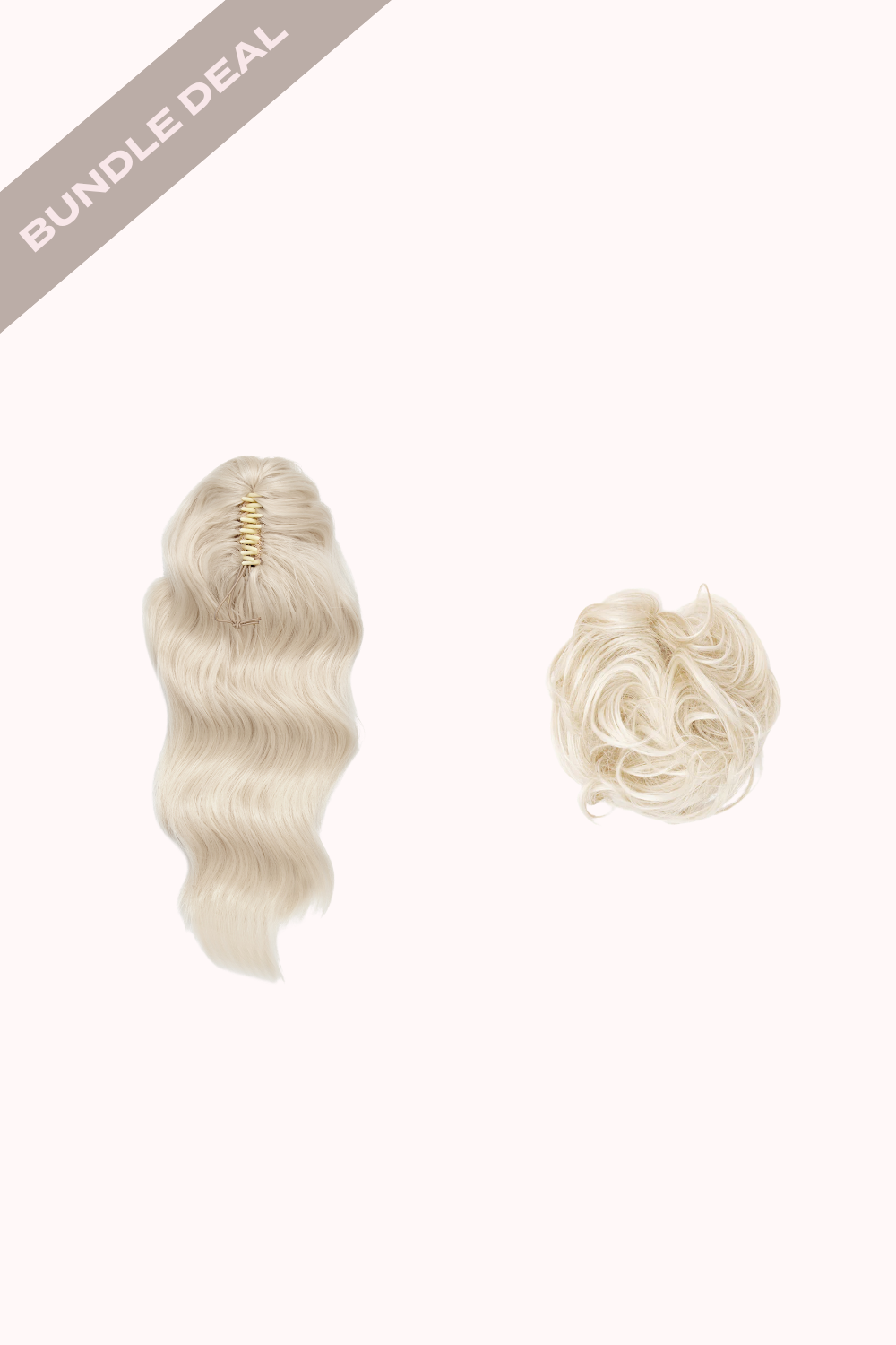 Brushed Out Wave 16" Claw Clip + Premium Messy Bun Scrunchie Bundle - BLONDES | BLEACH BLONDE #1