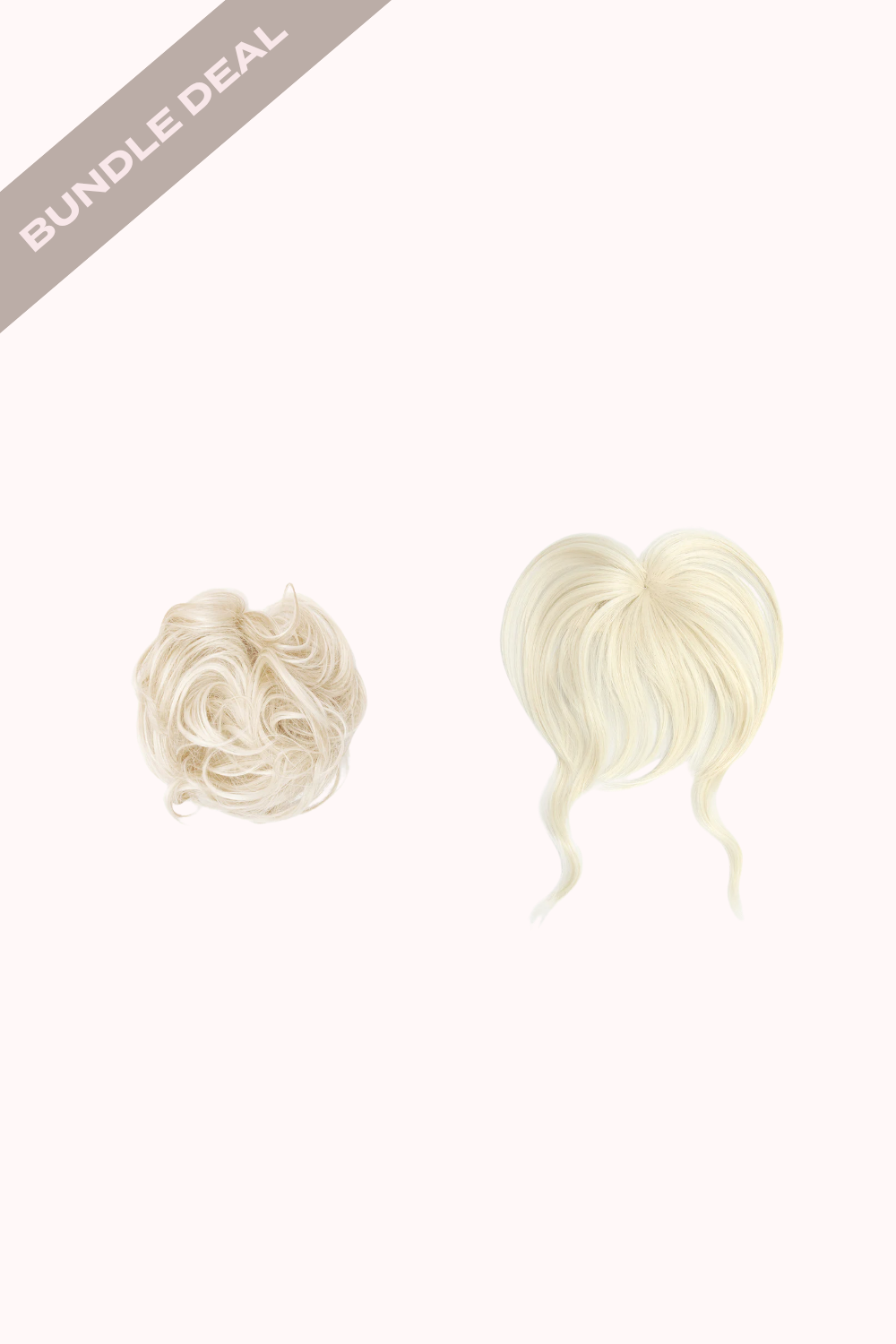 Feathered Fringe Clip In Bangs + Premium Messy Bun Scrunchie Bundle - BLONDES | BLEACH BLONDE #1