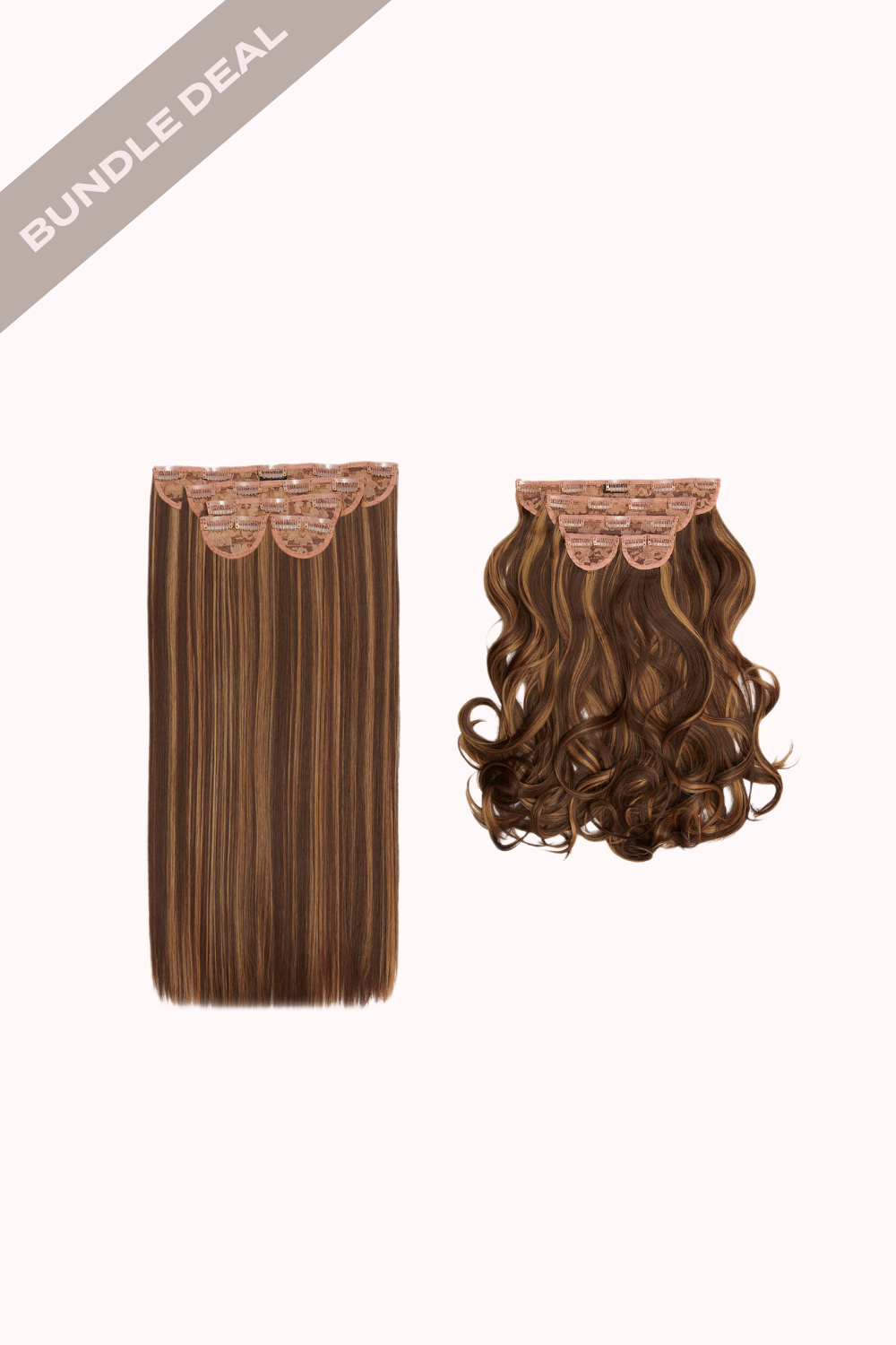 Super Thick 22" 5 Piece Straight & Super Thick 22" 5 Piece Blow Dry Wavy Bundle - BROWNS | BLONDETTE #1