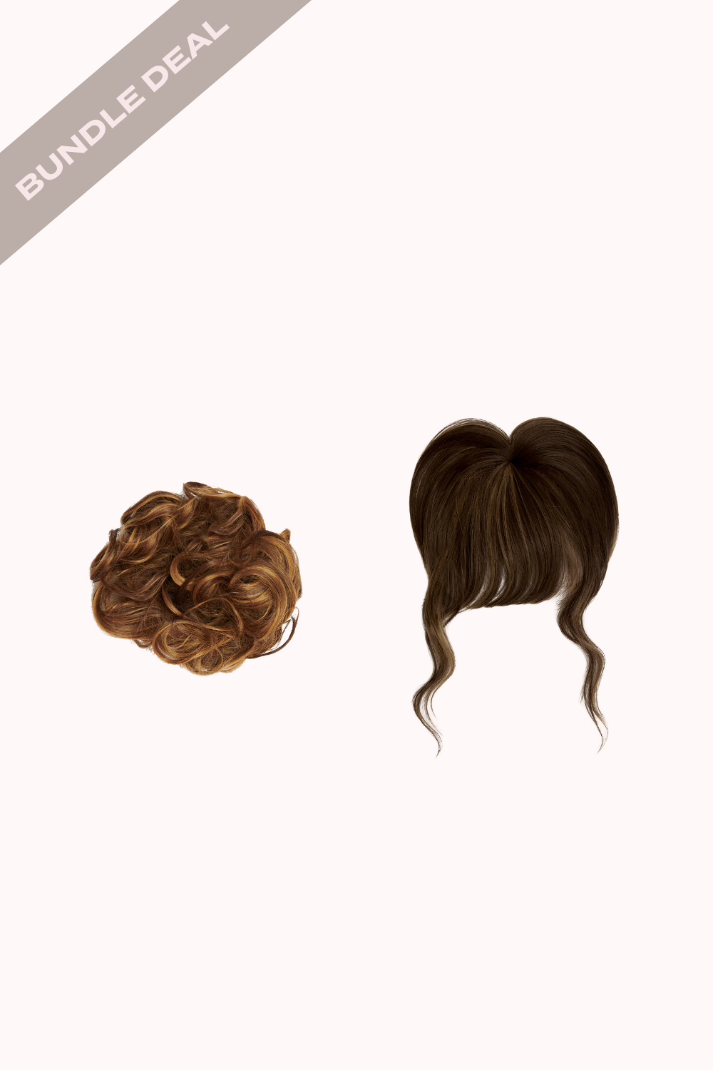 Feathered Fringe Clip In Bangs + Premium Messy Bun Scrunchie Bundle - BROWNS | BLONDETTE #1