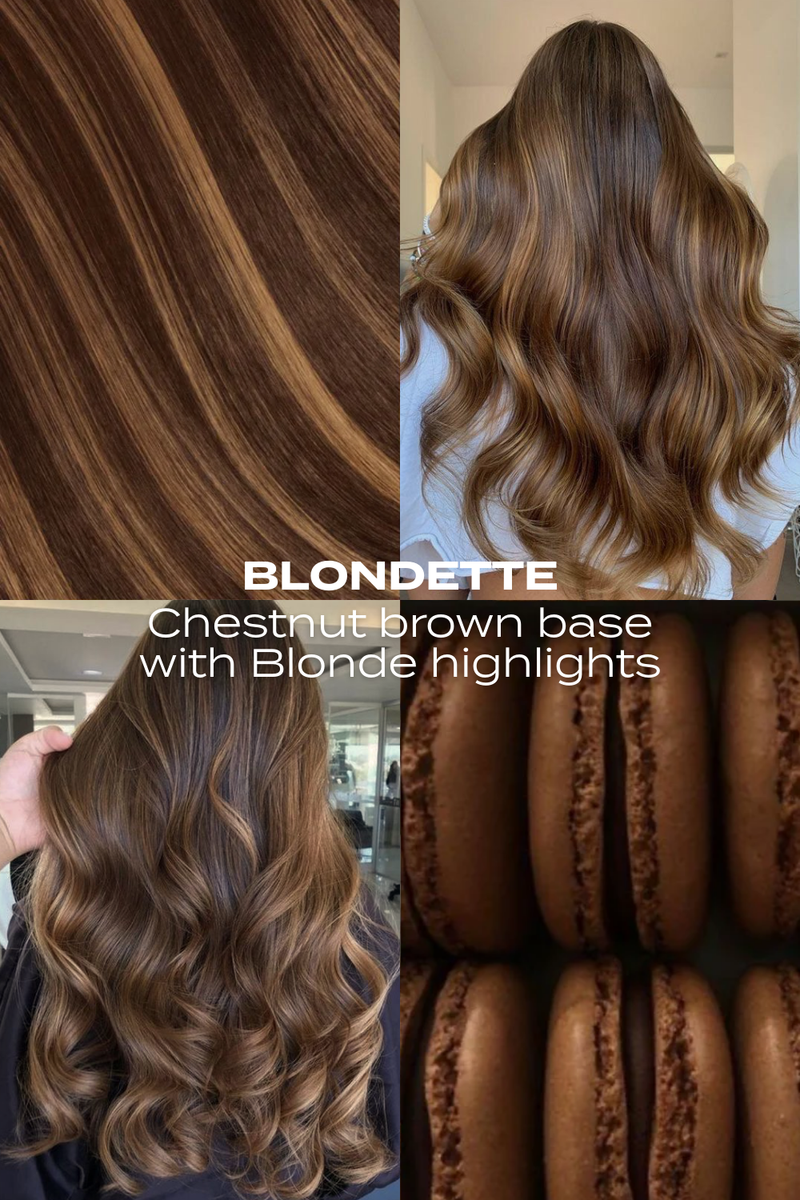 Super Thick 22" 5 Piece Straight Clip In Hair Extensions - BROWNS | BLONDETTE #4