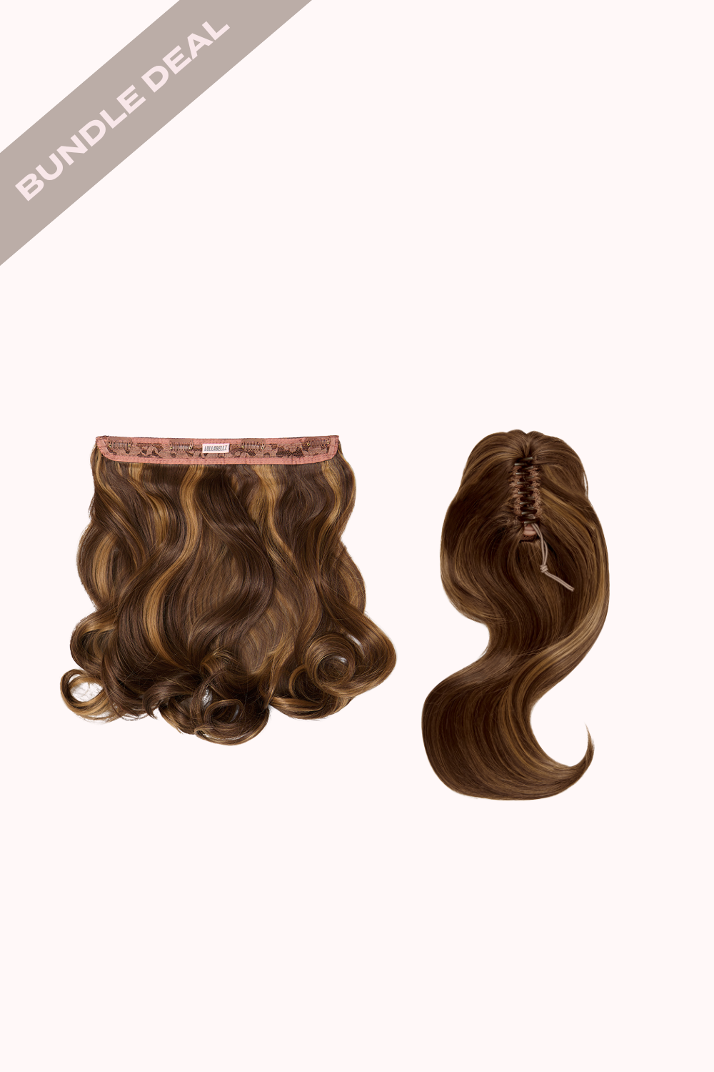 18" 1 Piece Hidden Halo Blow Dry & Blow Dry 16" Claw Clip Pony Bundle - BROWNS | BLONDETTE #1