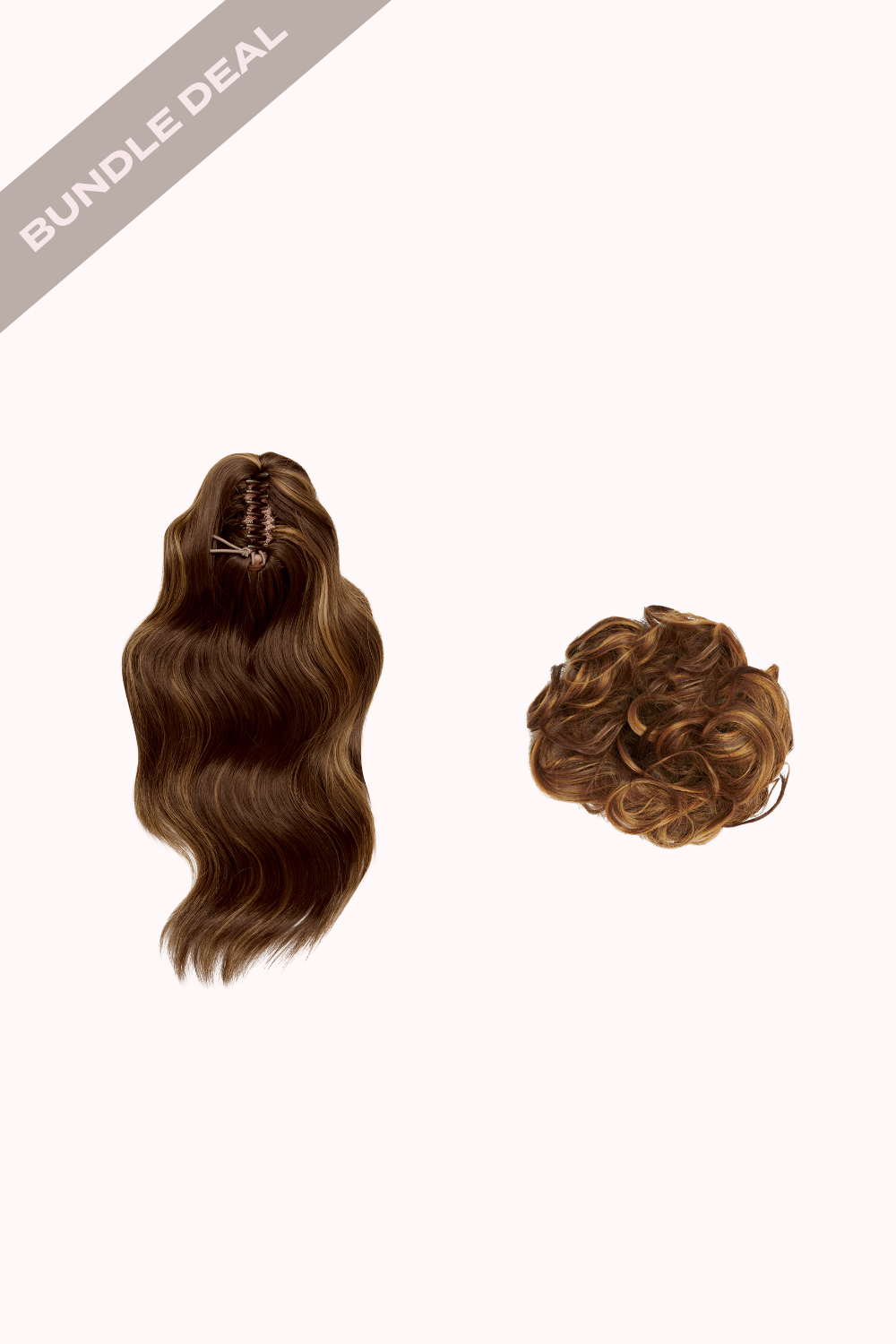 Brushed Out Wave 16" Claw Clip + Premium Messy Bun Scrunchie Bundle - BROWNS | BLONDETTE #1