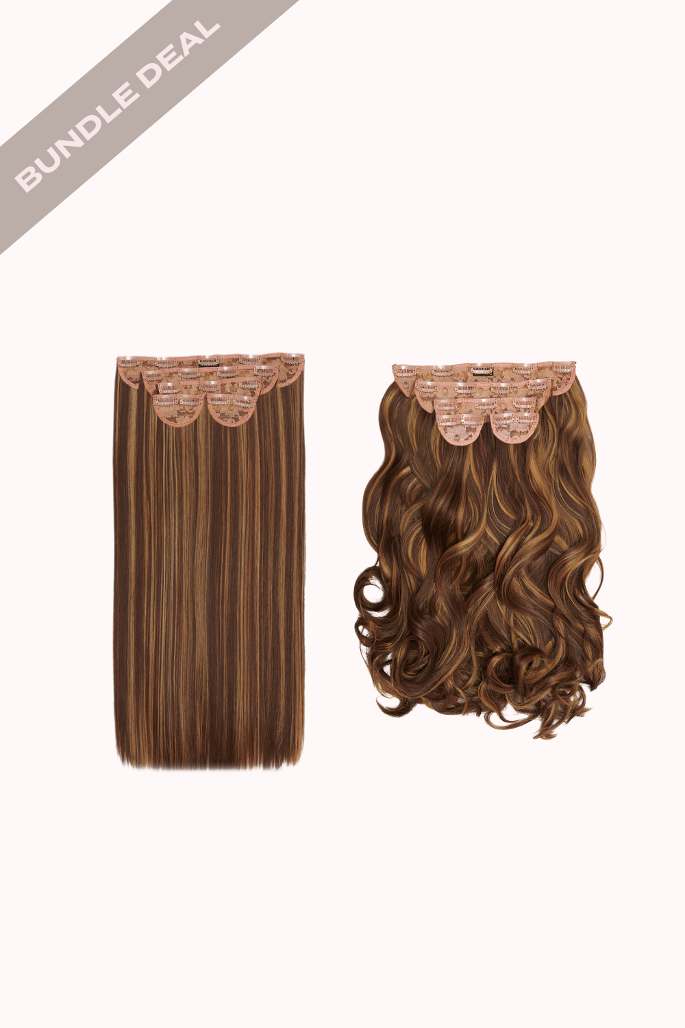 Super Thick 22" 5 Piece Straight & Super Thick 22" 5 Piece Curly Bundle - BROWNS | BLONDETTE #1