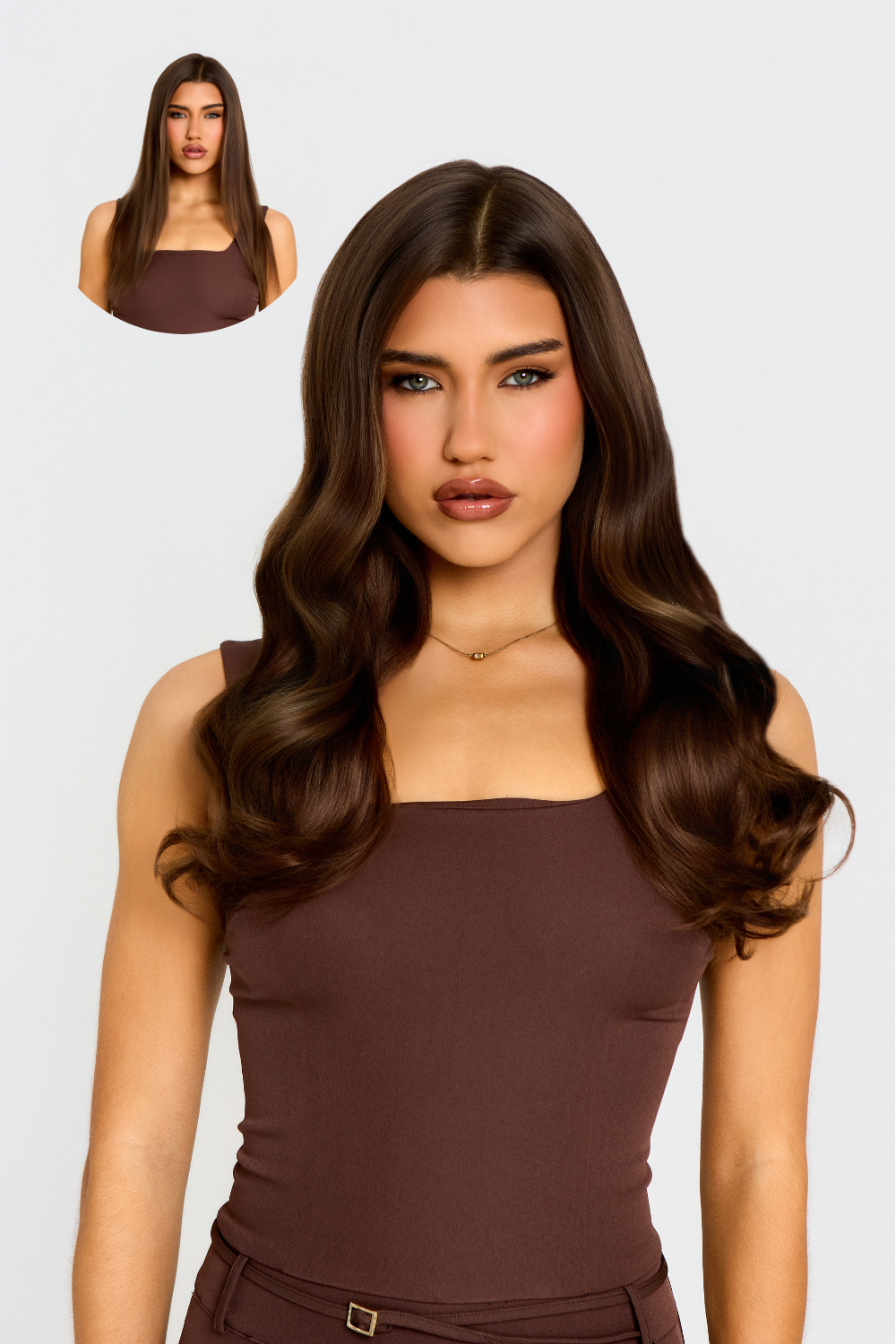 18” 1 Piece Hidden Halo Blow Dry Hair Extensions - BROWNS | CHESTNUT #1