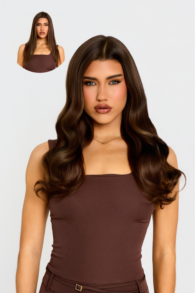 Extensions de cheveux 18 pouces à halo caché, 1 pièce, pour brushing - MARRONS | CHÂTAIGNE #1