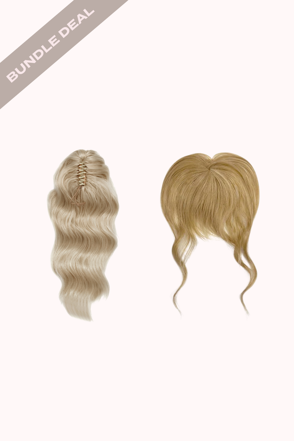 Brushed Out Wave 16" Claw Clip + Feathered Fringe Clip In Bangs Bundle - BLONDES | CALIFORNIA BLONDE #1