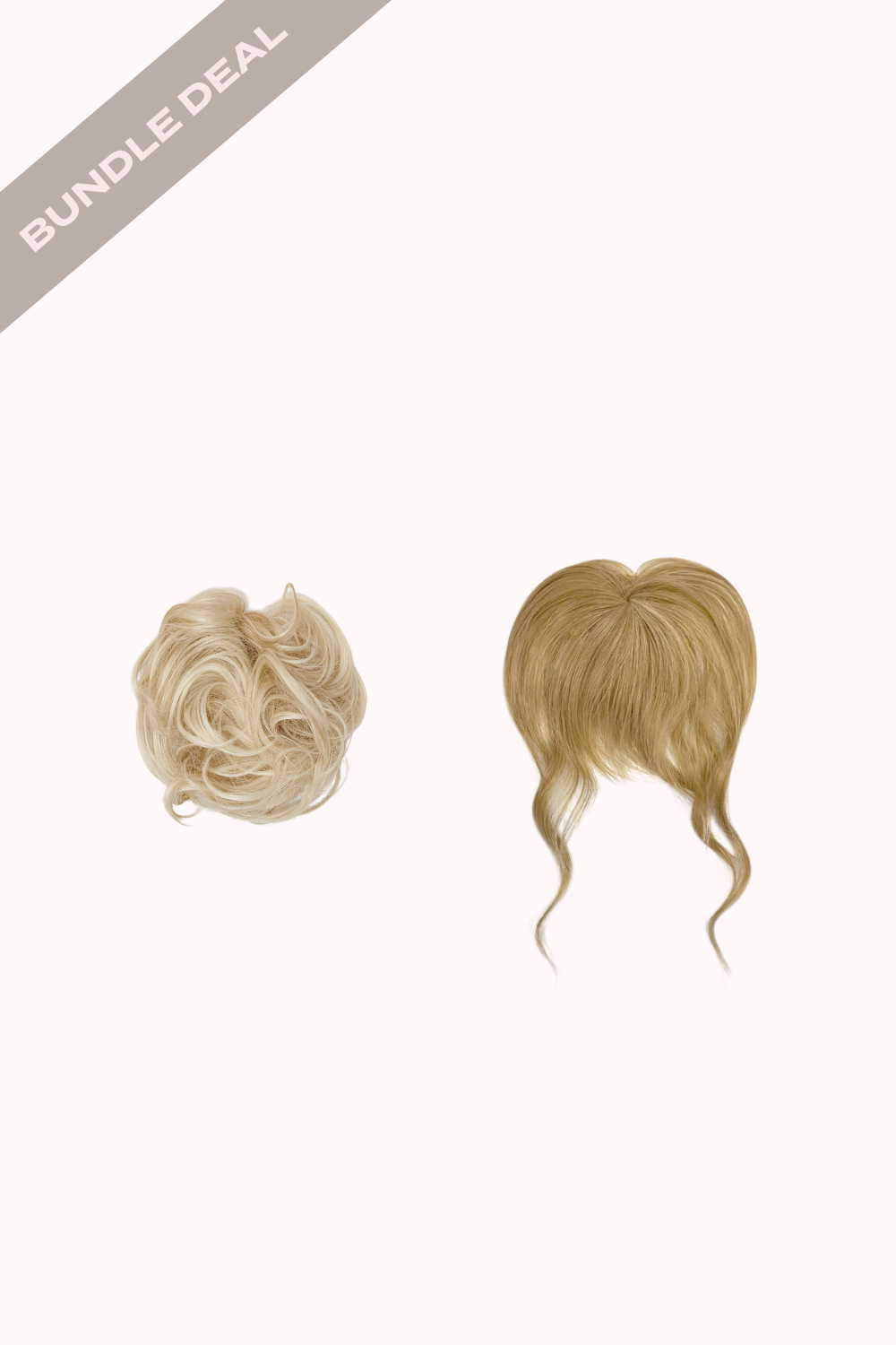 Feathered Fringe Clip In Bangs + Premium Messy Bun Scrunchie Bundle - BLONDES | CALIFORNIA BLONDE #1