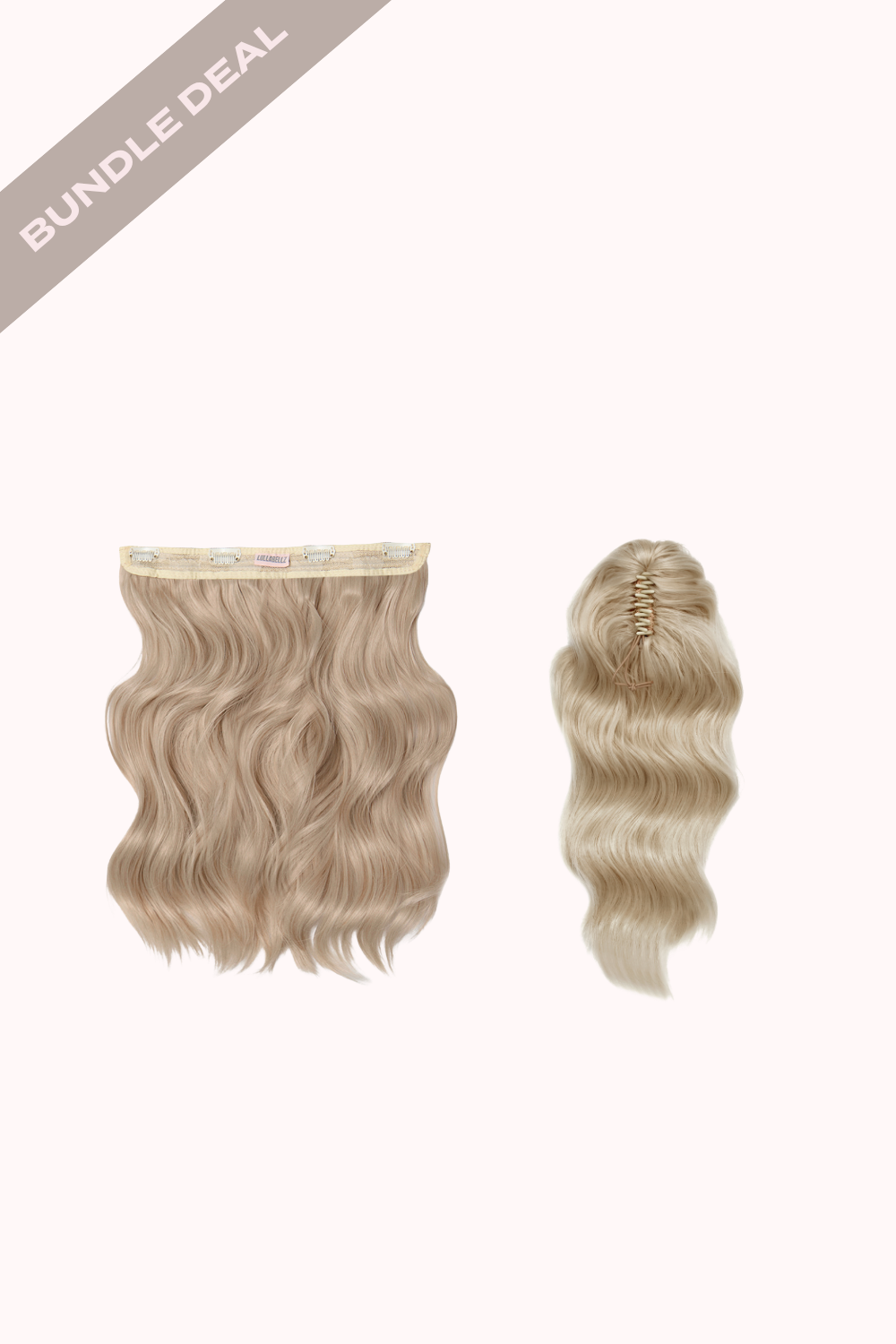 18" 1 Piece Hidden Halo Brushed Out Wave & Brushed Out Wave 16" Claw Clip Pony Bundle - BLONDES | CALIFORNIA BLONDE #1