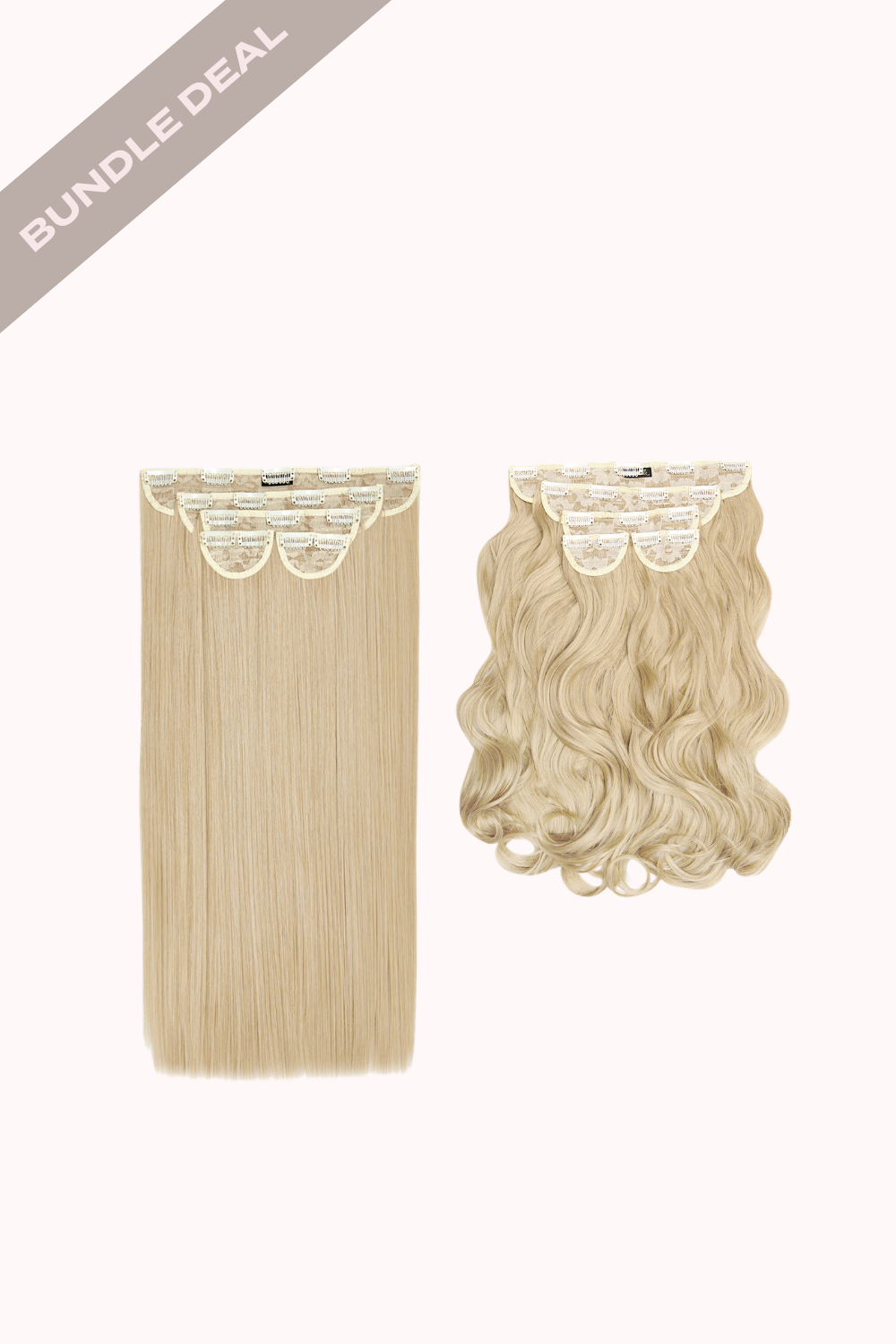 Super Thick 22" Straight + Super Thick 22" Natural Wavy Clip in Hair Extensions Bundle - BLONDES | CALIFORNIA BLONDE #1