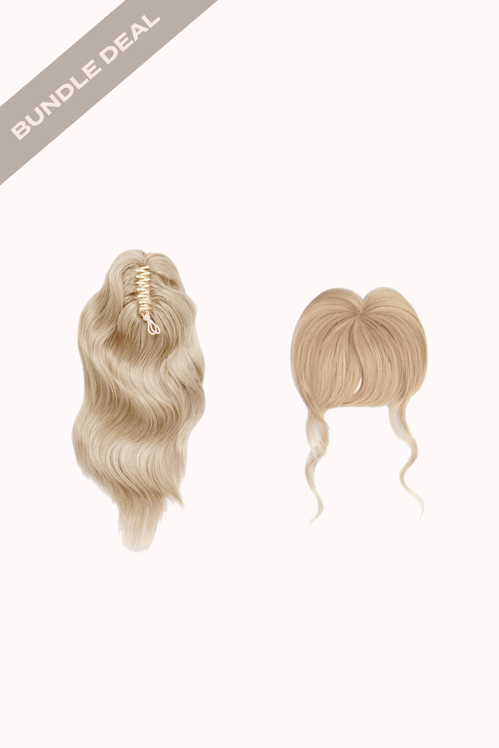 Brushed Out Wave 16" Claw Clip + Feathered Fringe Clip In Bangs Bundle - BLONDES | CHAMPAGNE BLONDE #1
