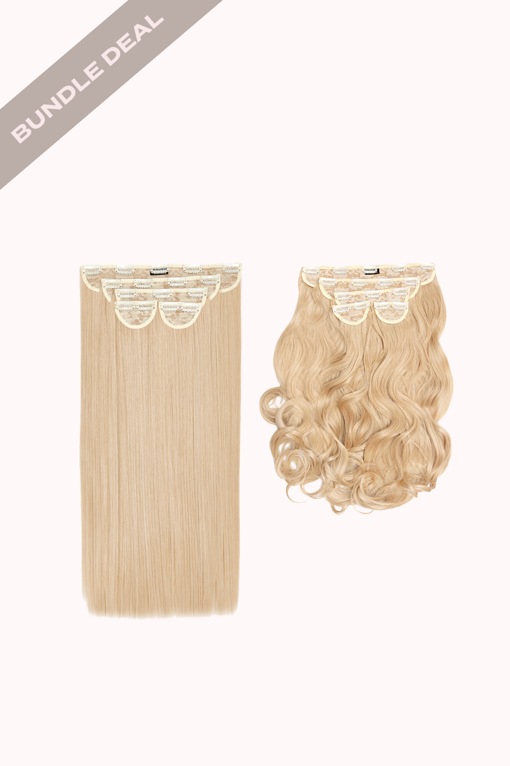 Super Thick 22" 5 Piece Straight & Super Thick 22" 5 Piece Curly Bundle - BLONDES | CHAMPAGNE BLONDE #1