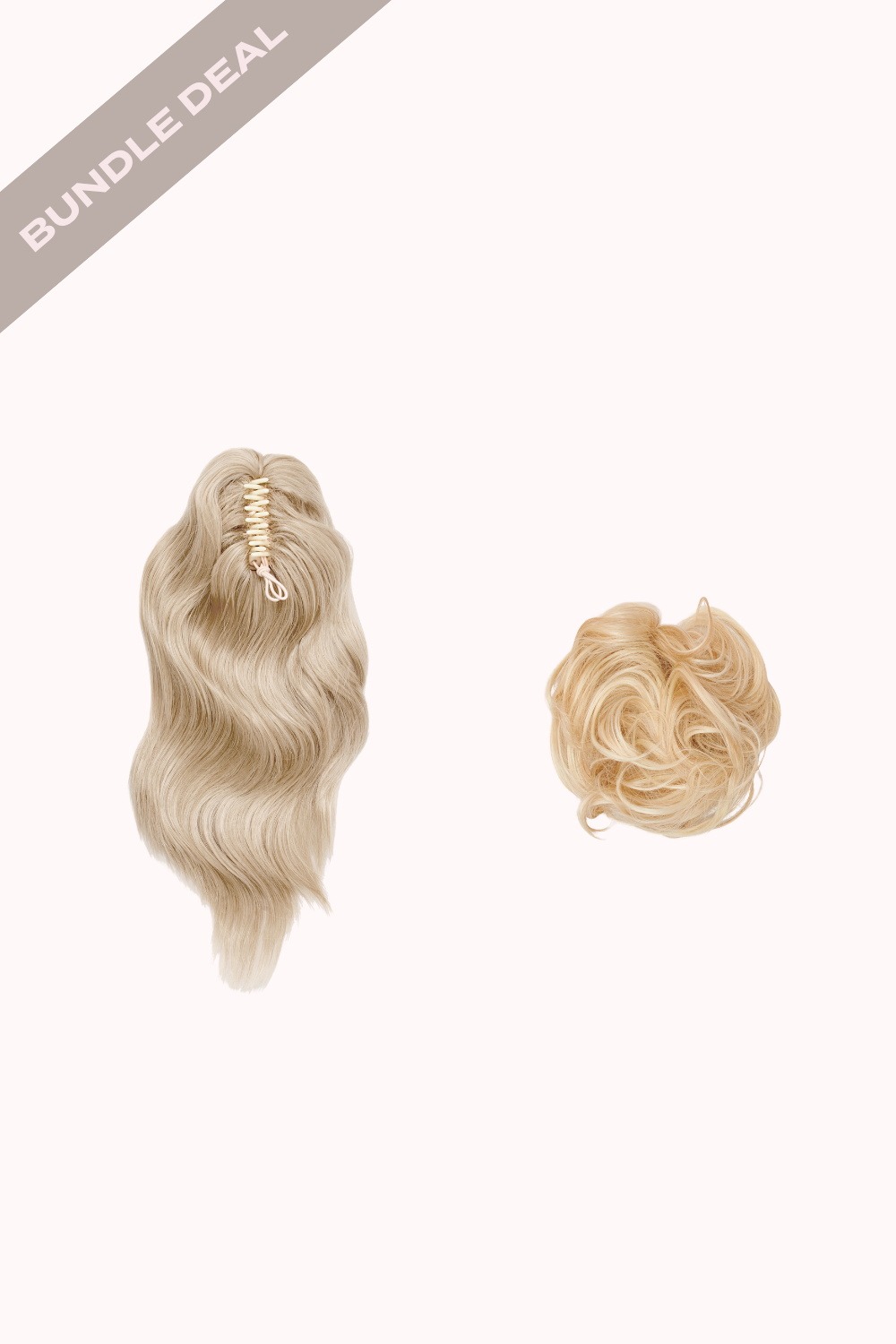 Brushed Out Wave 16" Claw Clip + Premium Messy Bun Scrunchie Bundle - BLONDES | CHAMPAGNE BLONDE #1