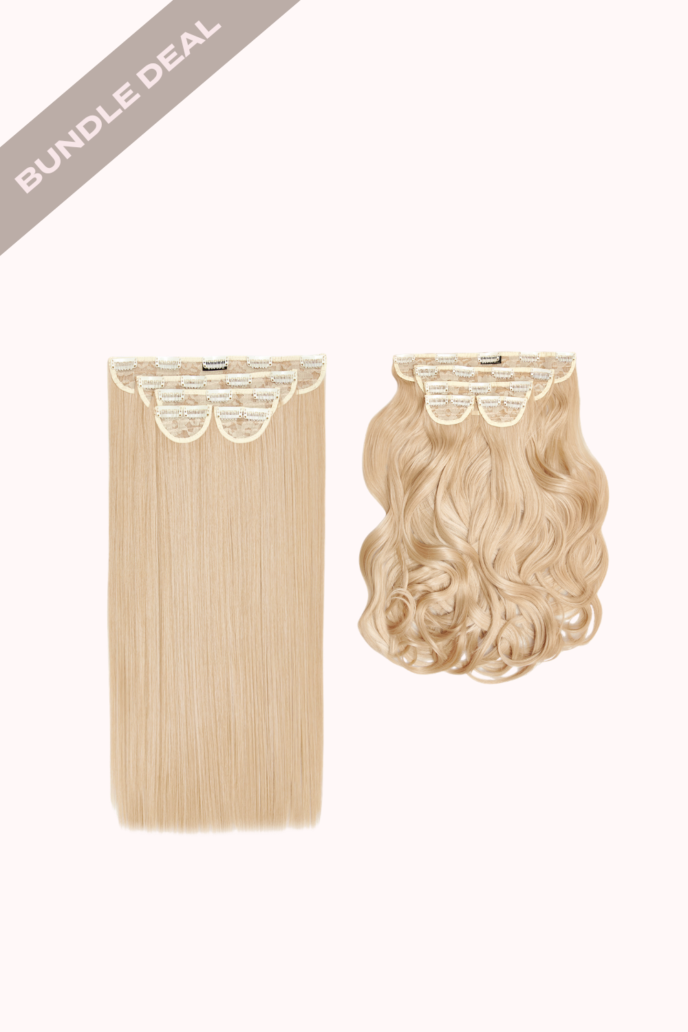 Super Thick 22" 5 Piece Straight & Super Thick 22" 5 Piece Blow Dry Wavy Bundle - BLONDES | CHAMPAGNE BLONDE #1