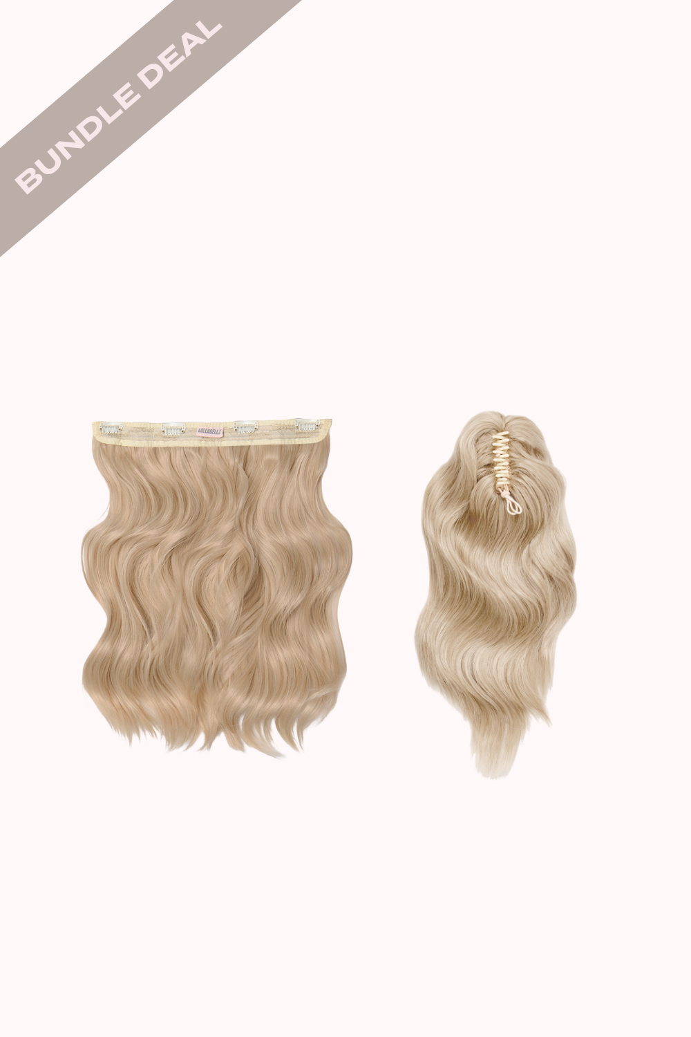 18" 1 Piece Hidden Halo Brushed Out Wave & Brushed Out Wave 16" Claw Clip Pony Bundle - BLONDES | CHAMPAGNE BLONDE #1