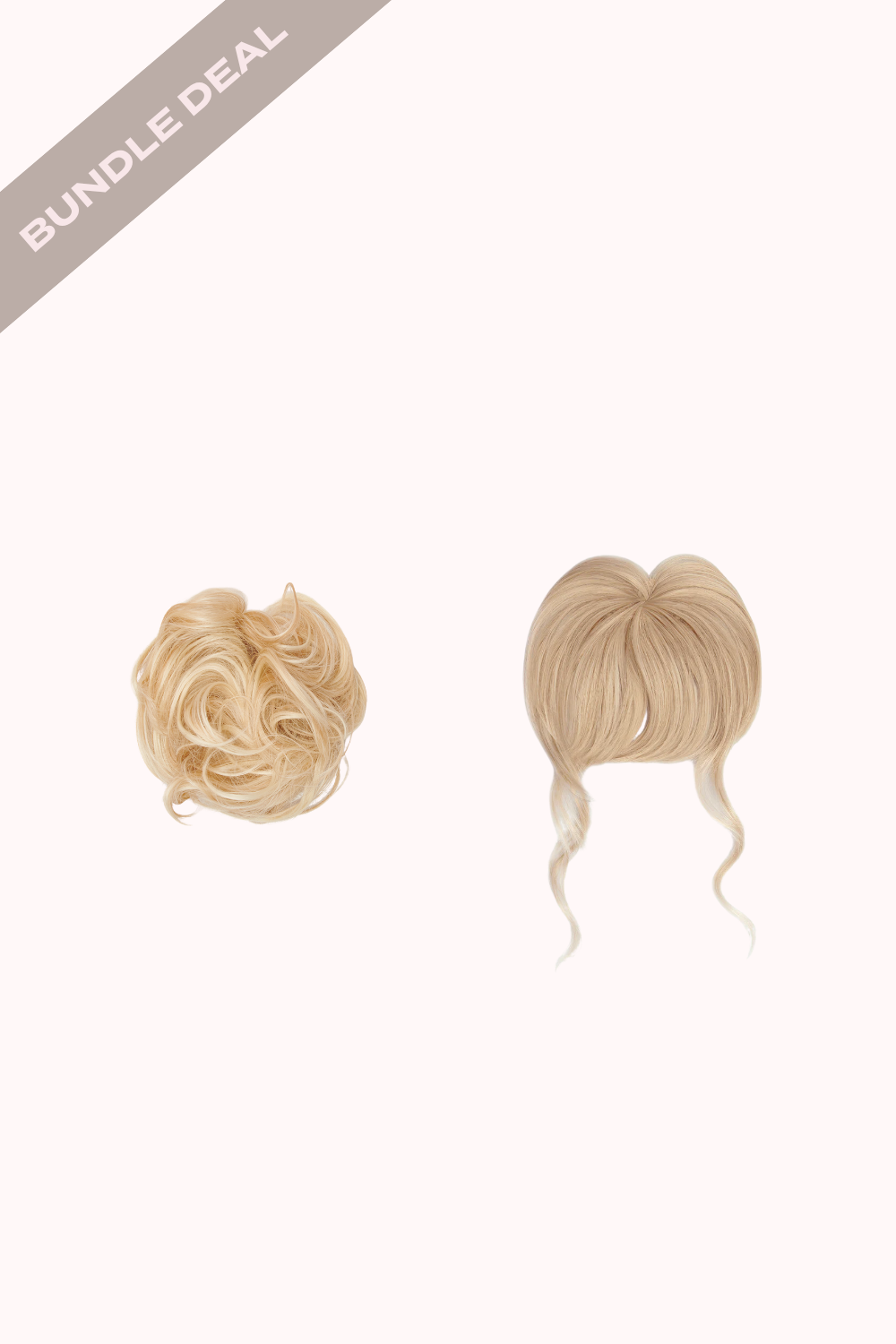 Feathered Fringe Clip In Bangs + Premium Messy Bun Scrunchie Bundle - BLONDES | CHAMPAGNE BLONDE #1
