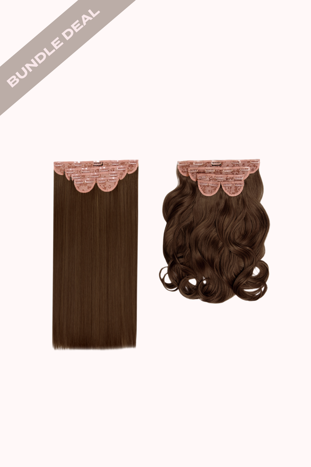 Super Thick 22" 5 Piece Straight & Super Thick 22" 5 Piece Blow Dry Wavy Bundle - BROWNS | CHESTNUT #1