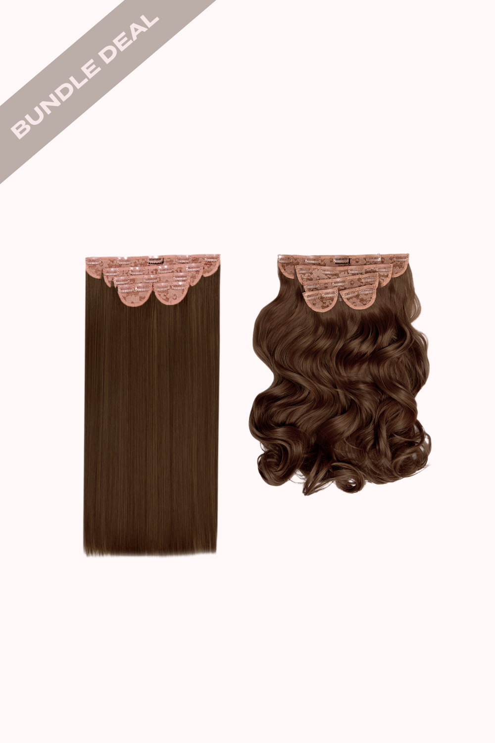 Super Thick 22" 5 Piece Straight & Super Thick 22" 5 Piece Curly Bundle - BROWNS | CHESTNUT #1