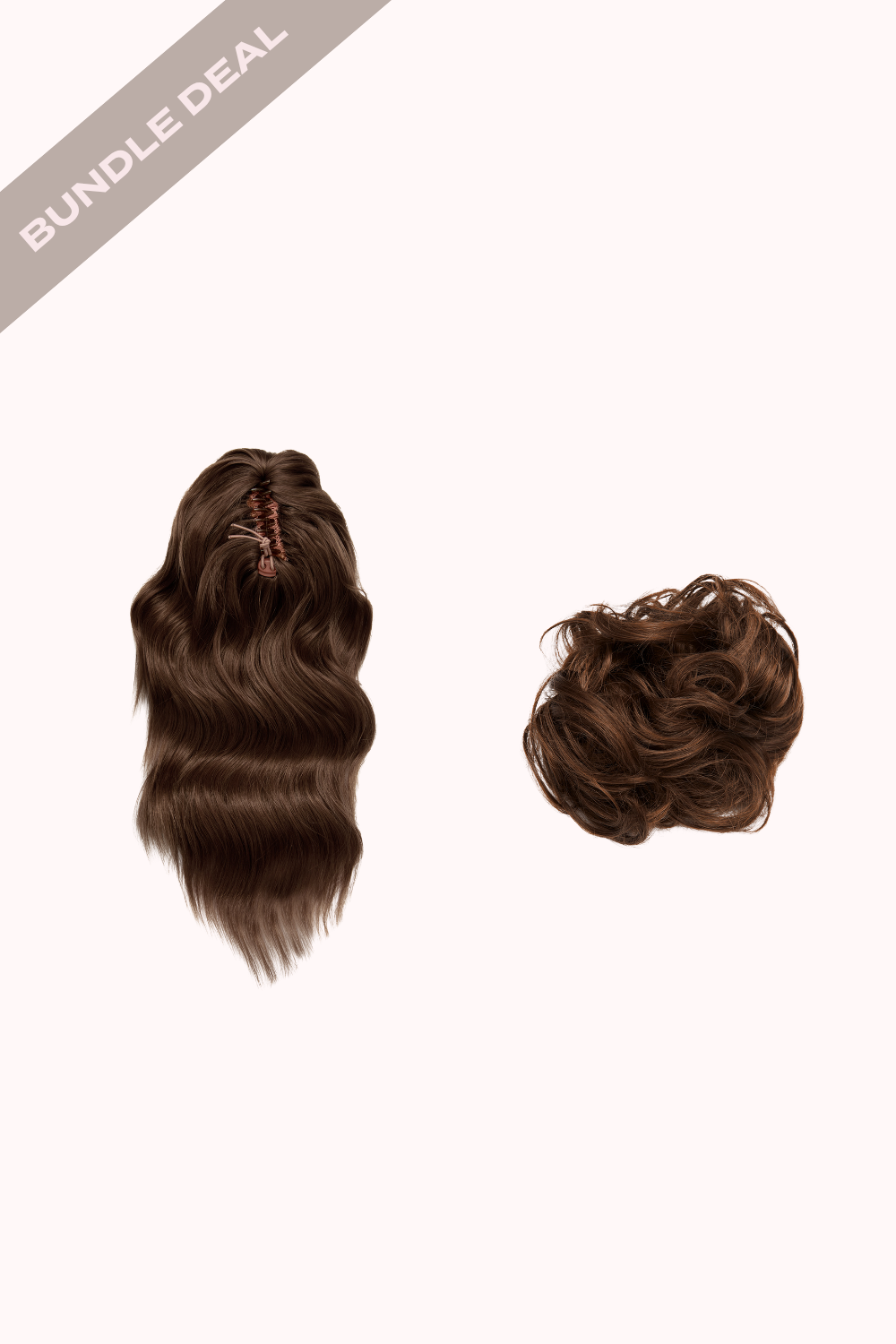 Brushed Out Wave 16" Claw Clip + Premium Messy Bun Scrunchie Bundle - BROWNS | CHESTNUT #1