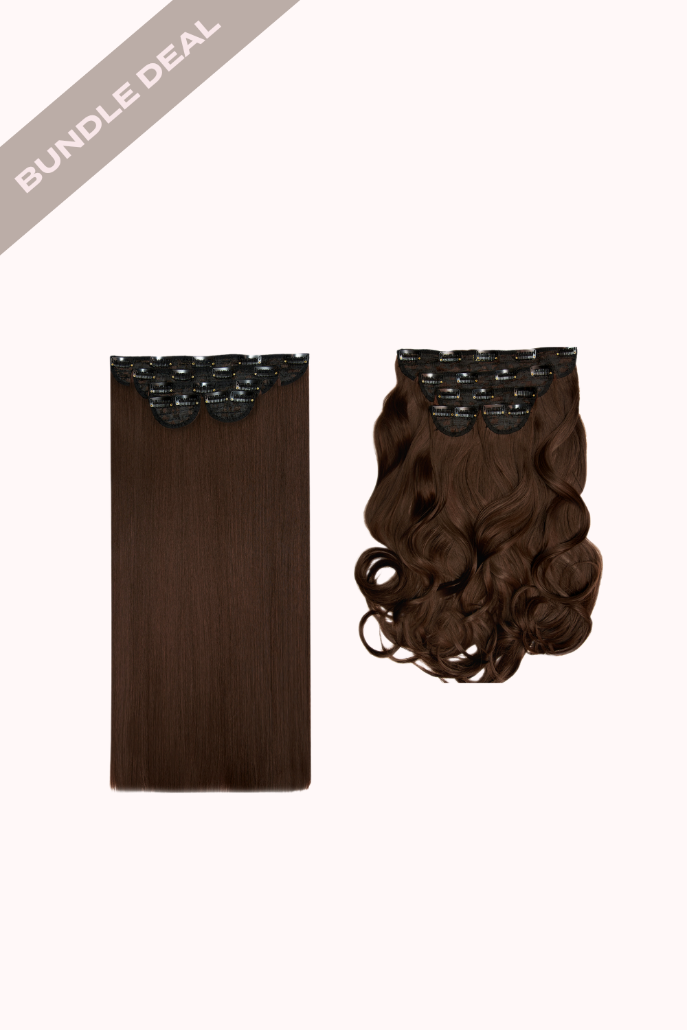 Super Thick 22" 5 Piece Straight & Super Thick 22" 5 Piece Blow Dry Wavy Bundle - BROWNS | CHOCOLATE BROWN #1