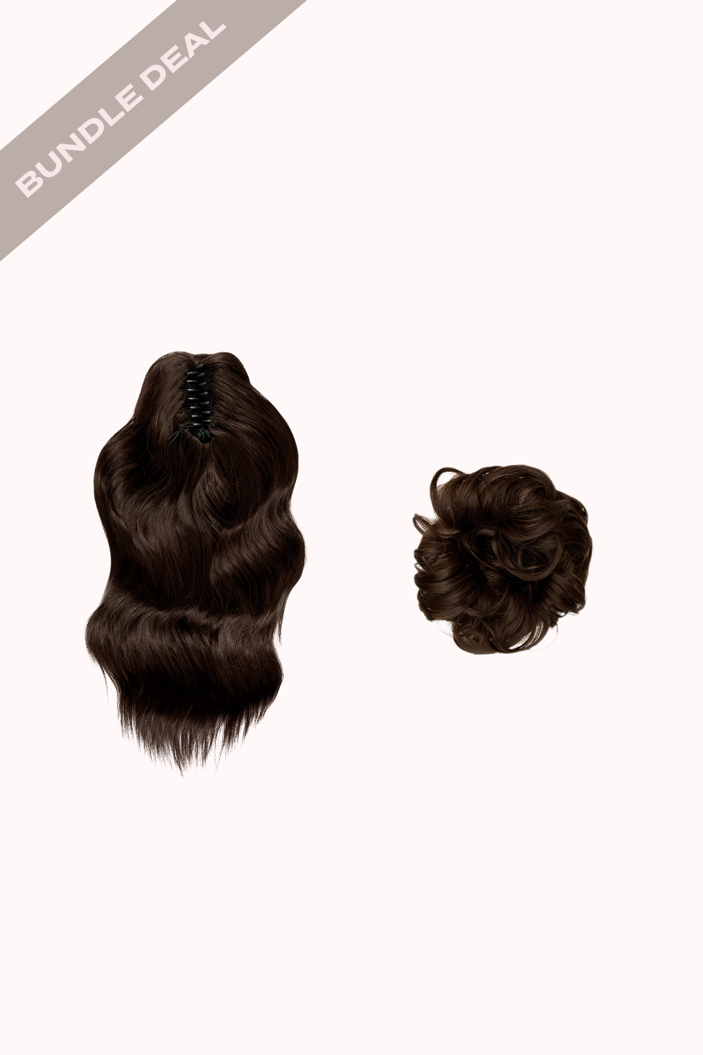 Brushed Out Wave 16" Claw Clip + Premium Messy Bun Scrunchie Bundle - BROWNS | CHOCOLATE BROWN #1