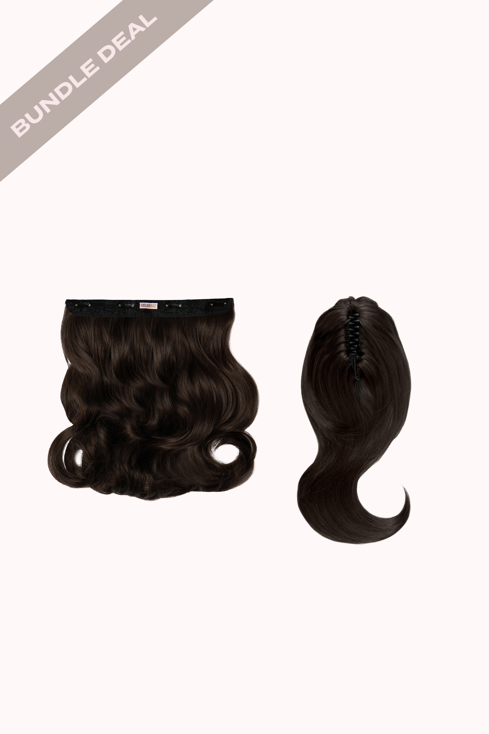 18" 1 Piece Hidden Halo Blow Dry & Blow Dry 16" Claw Clip Pony Bundle - BROWNS | DARK BROWN #1