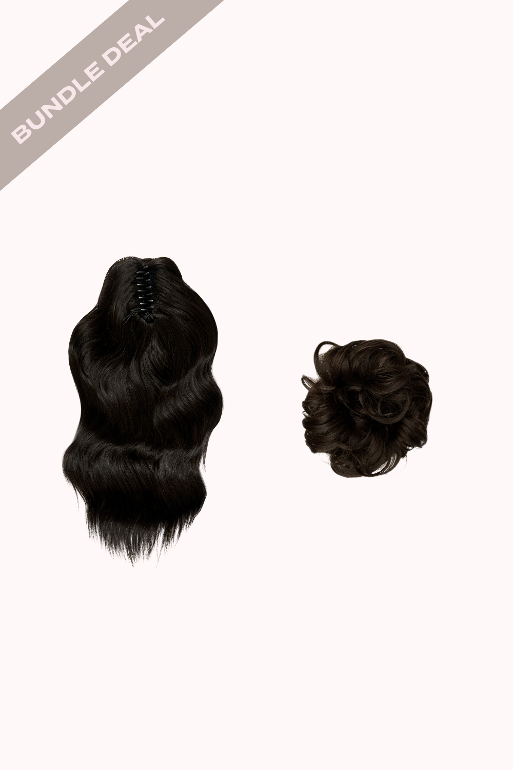 Brushed Out Wave 16" Claw Clip + Premium Messy Bun Scrunchie Bundle - BROWNS | DARK BROWN #1