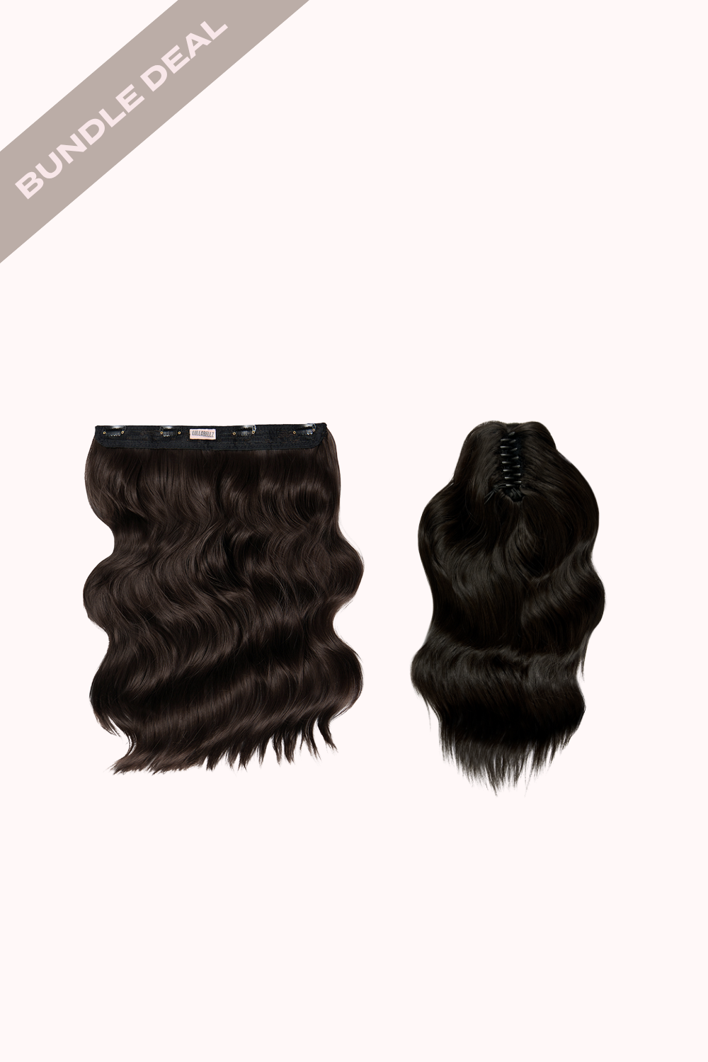 18" 1 Piece Hidden Halo Brushed Out Wave & Brushed Out Wave 16" Claw Clip Pony Bundle - BROWNS | DARK BROWN #1