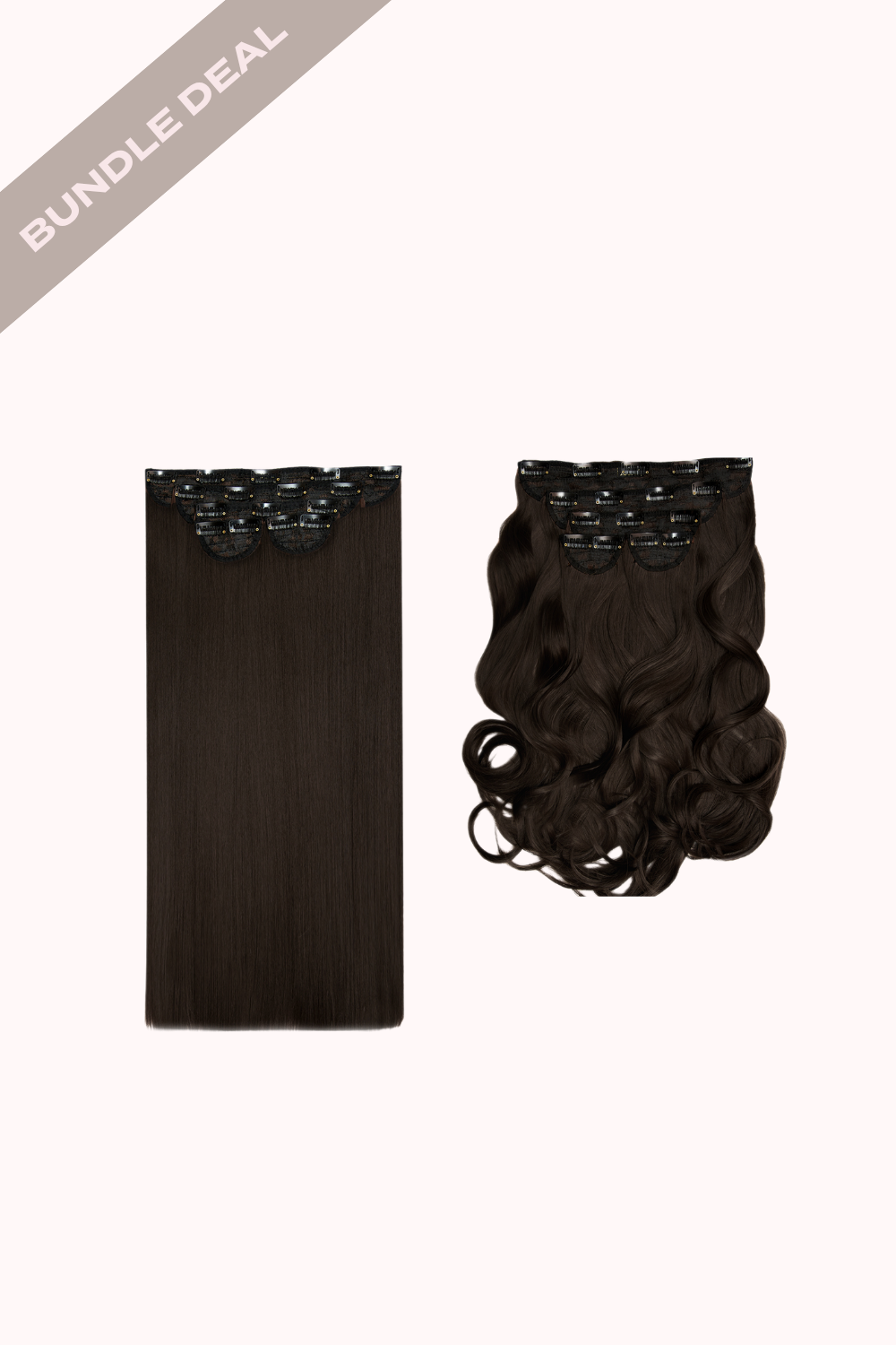 Super Thick 22" 5 Piece Straight & Super Thick 22" 5 Piece Blow Dry Wavy Bundle - BROWNS | DARK BROWN #1