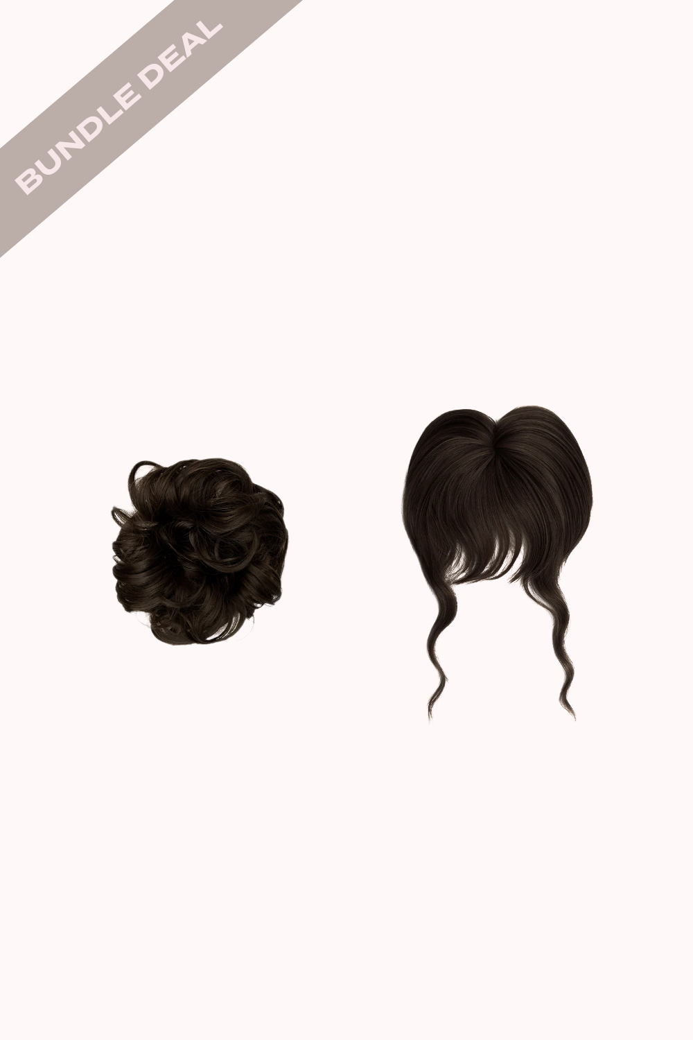 Feathered Fringe Clip In Bangs + Premium Messy Bun Scrunchie Bundle - BROWNS | DARK BROWN #1