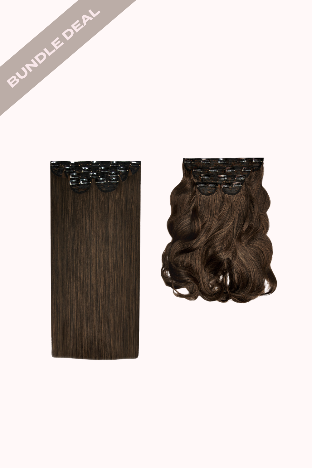 Super Thick 22" 5 Piece Straight & Super Thick 22" 5 Piece Blow Dry Wavy Bundle - BROWNS | DARK BROWN & CARAMEL #1