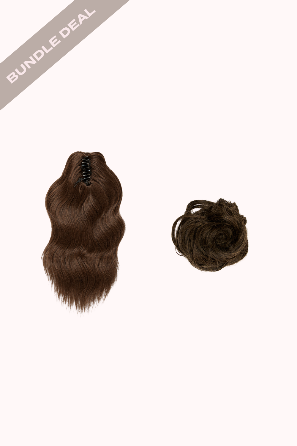 Brushed Out Wave 16" Claw Clip + Premium Messy Bun Scrunchie Bundle - BROWNS | DARK BROWN & CARAMEL #1