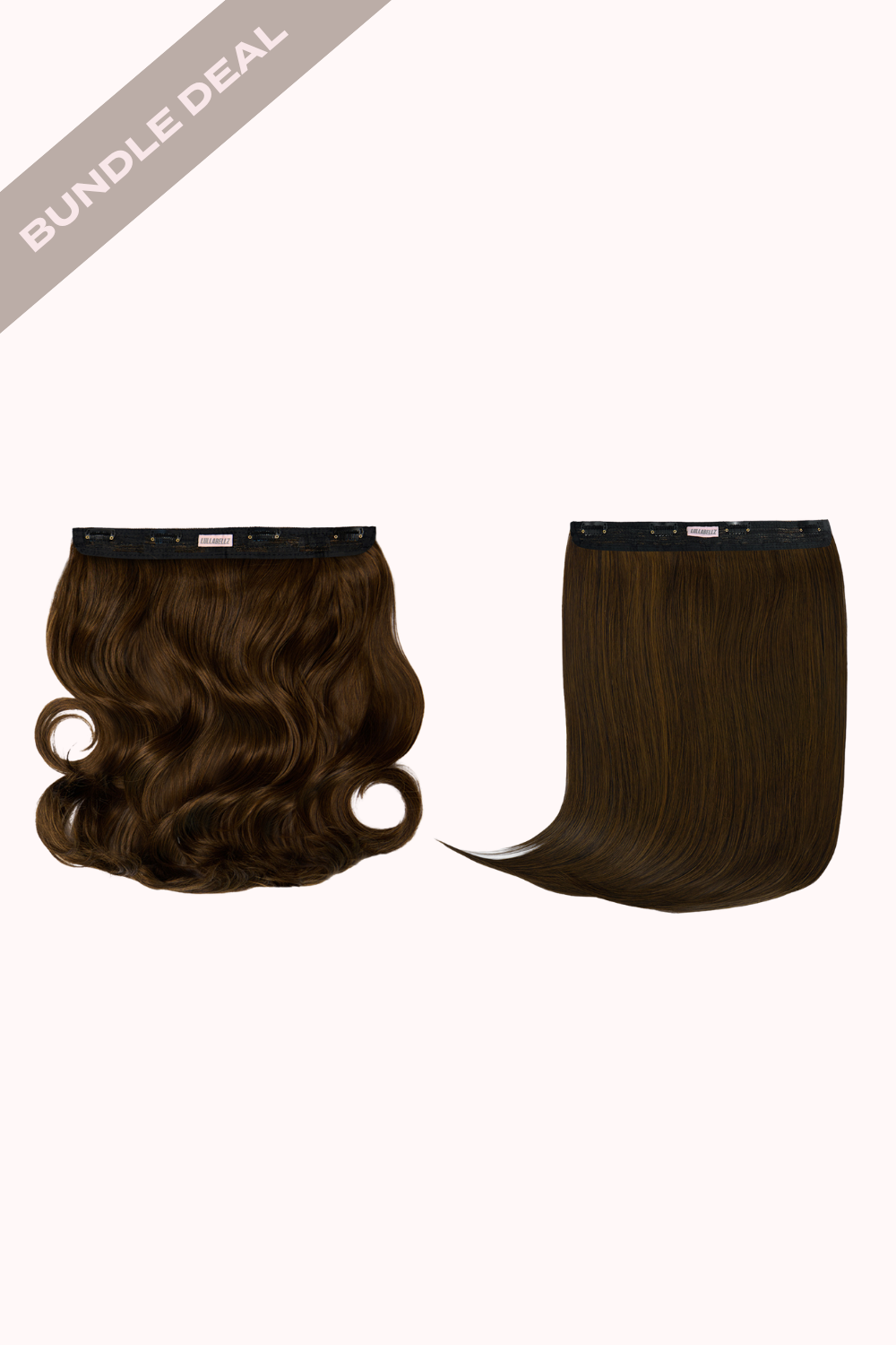 18" 1 Piece Hidden Halo Blow Dry + 18" 1 Piece Hidden Halo Straight Bundle - BROWNS | DARK BROWN & CARAMEL #1