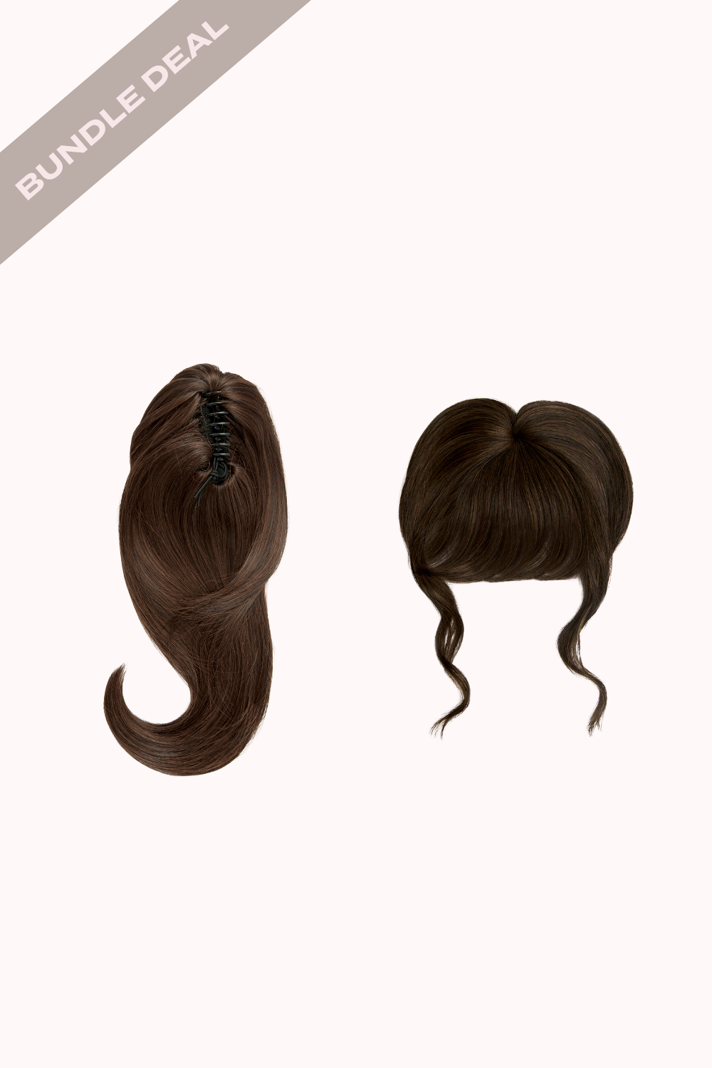 Blow Dry 16" Claw Clip + Feathered Fringe Clip In Bangs Bundle - BROWNS | DARK BROWN & CARAMEL #1