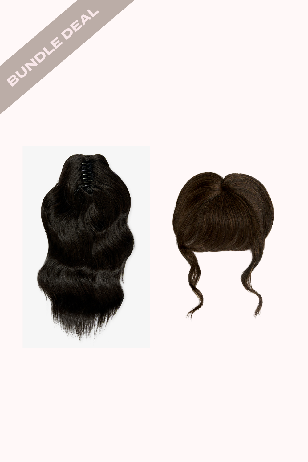 Brushed Out Wave 16" Claw Clip + Feathered Fringe Clip In Bangs Bundle - BROWNS | DARK BROWN & CARAMEL #1